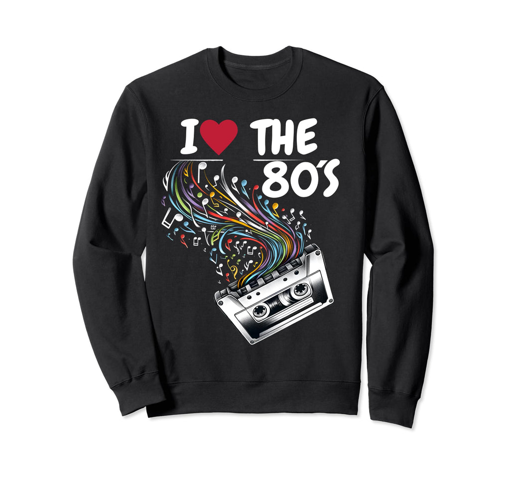 80S Music Notes Cassette Tape Music Sweatshirt - Unique Graphic Men Women - T-Shirt, Sweatshirt, Hoodie