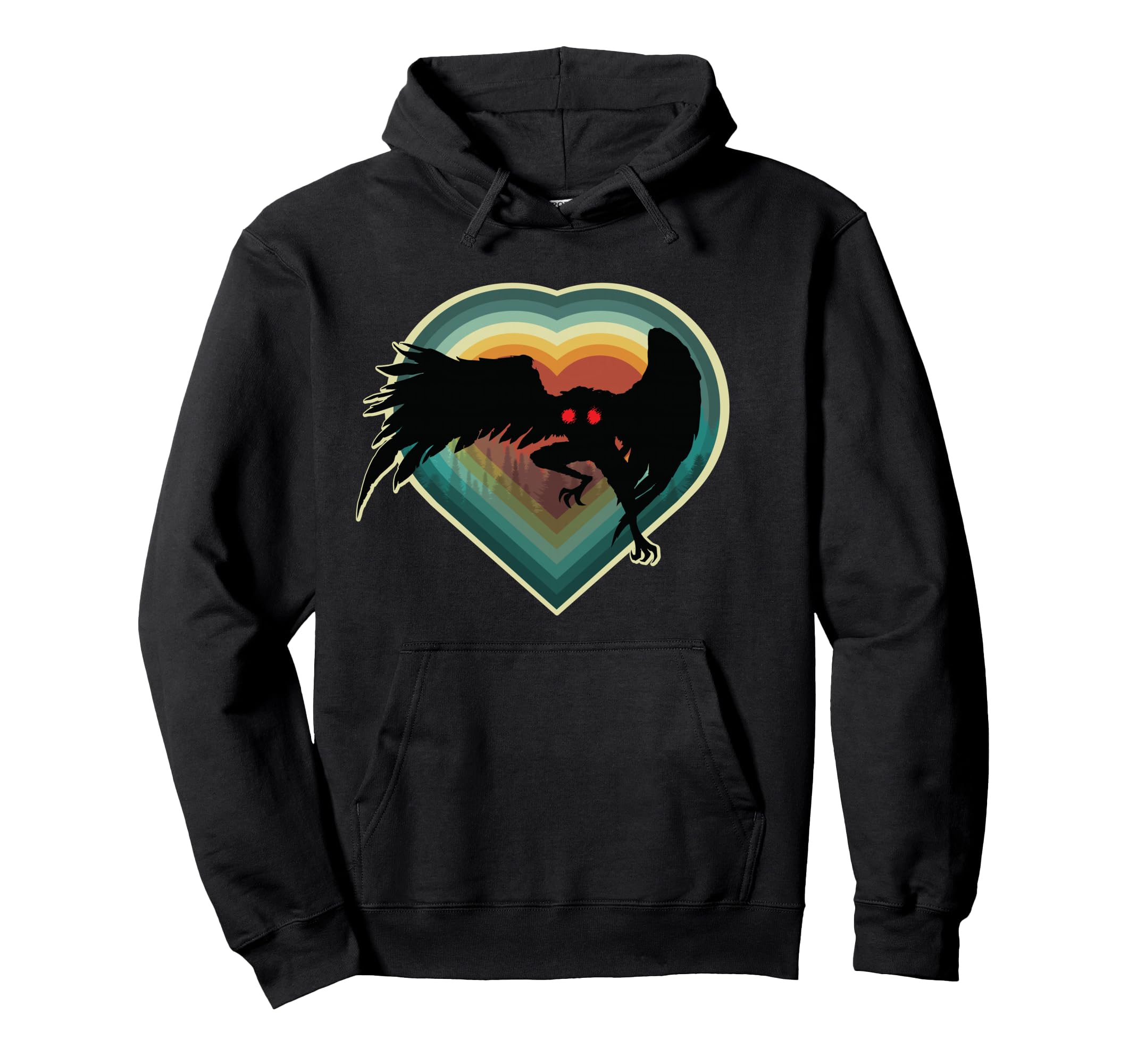 Mothman Heart West Virginia Cryptid Hoodie - Trendy Graphic Unisex - T-Shirt, Sweatshirt, Hoodie