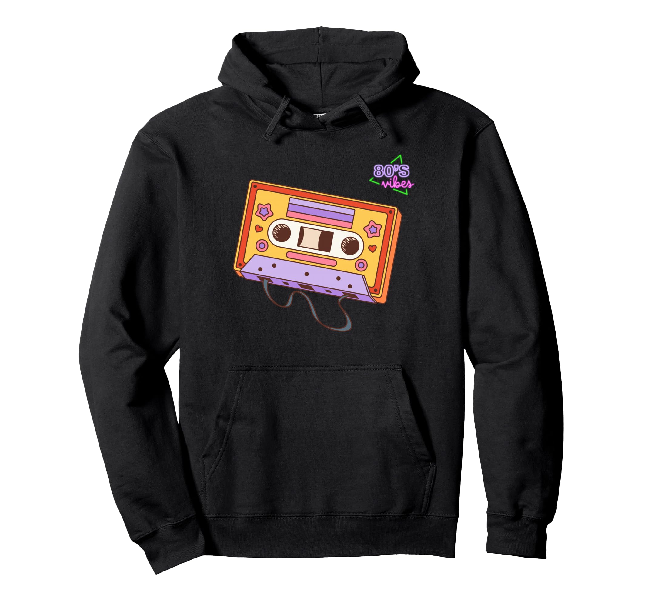 Vibes 80 Cassette Tape Hoodie - Minimalist Print Unisex - T-Shirt, Sweatshirt, Hoodie