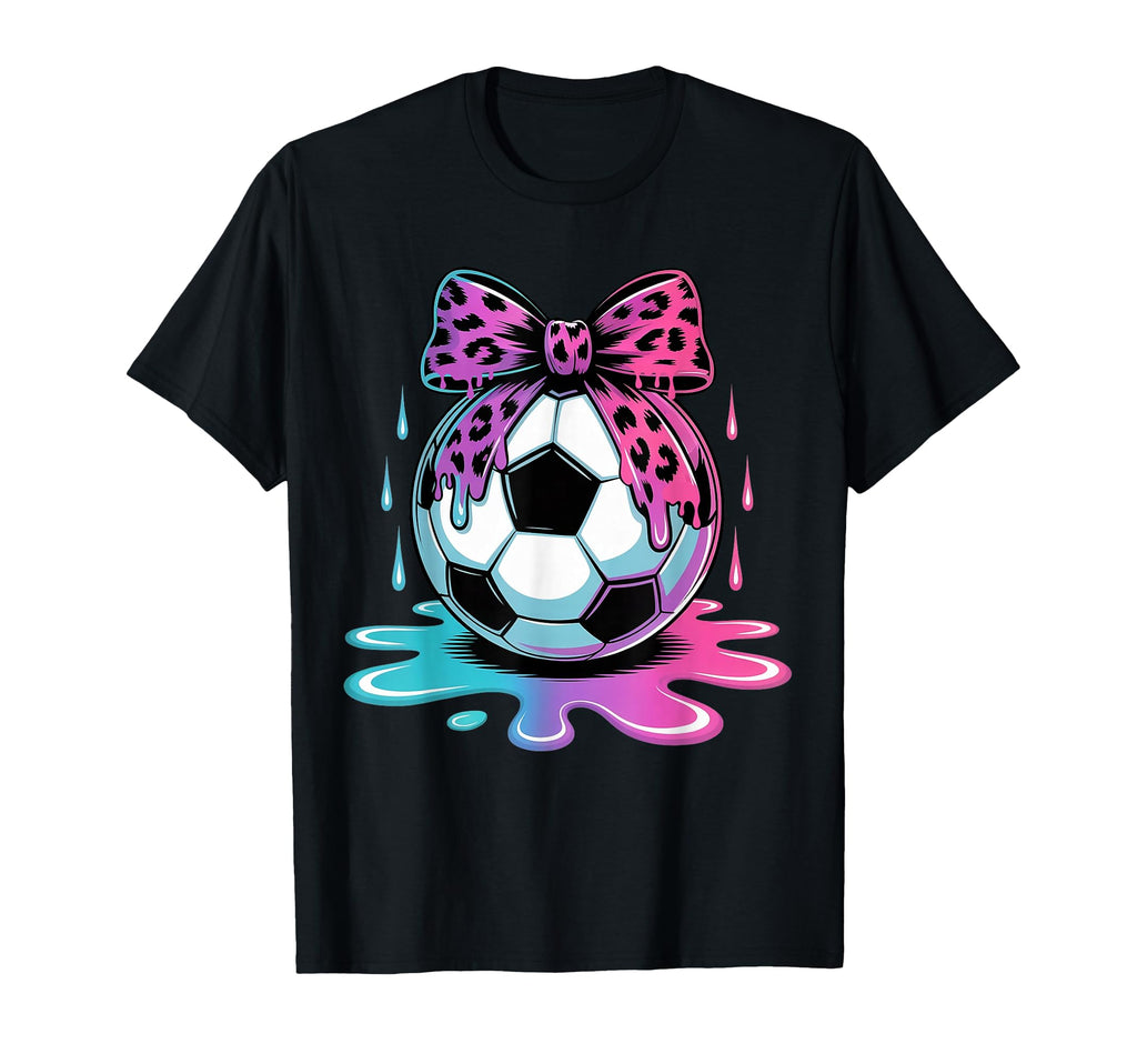 Dripping Soccer Coquette Bow Leopard T-Shirt - Novelty Apparel Men Women - T-Shirt, Sweatshirt, Hoodie