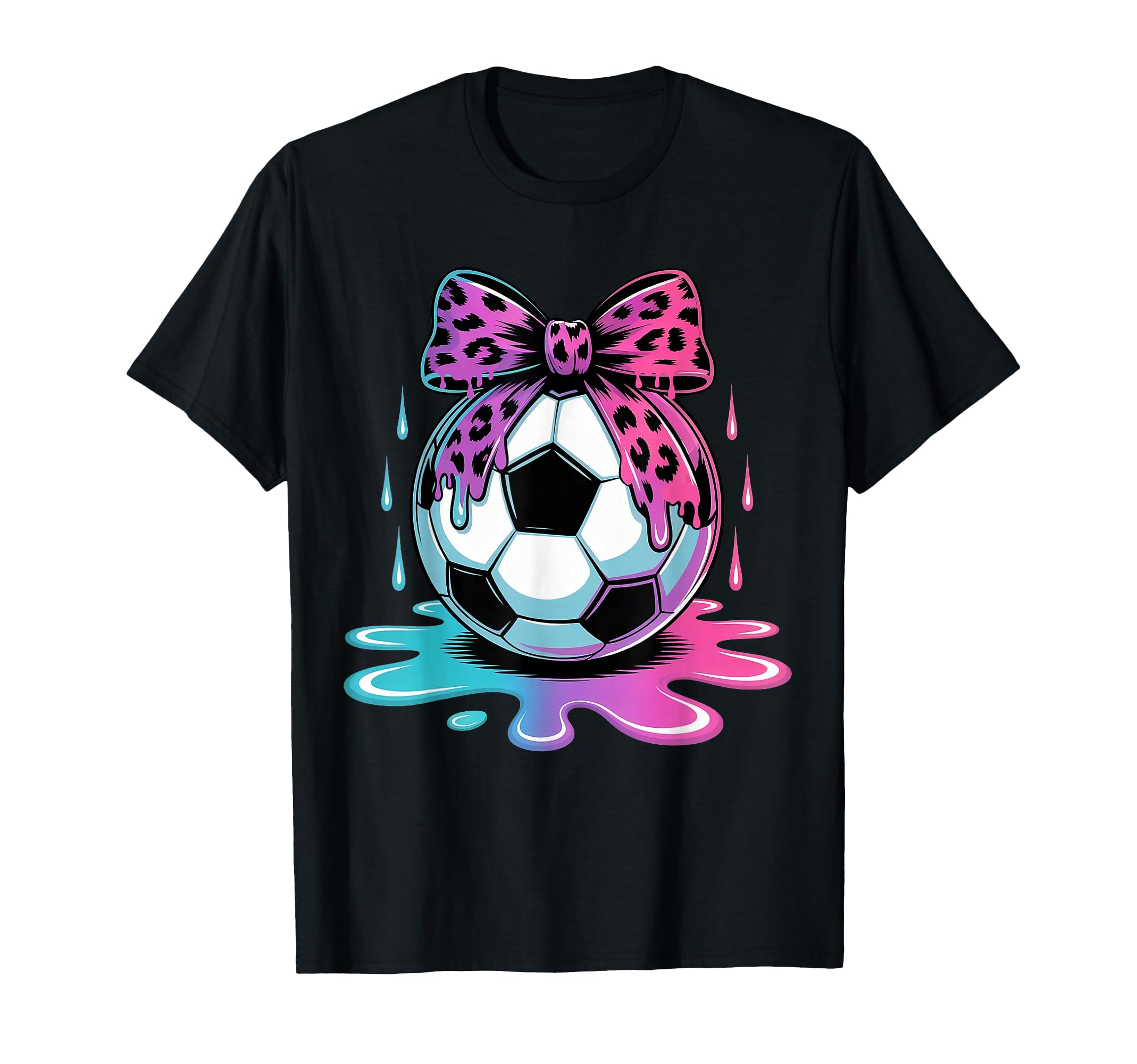 Dripping Soccer Coquette Bow Leopard T-Shirt - Novelty Apparel Men Women - T-Shirt, Sweatshirt, Hoodie