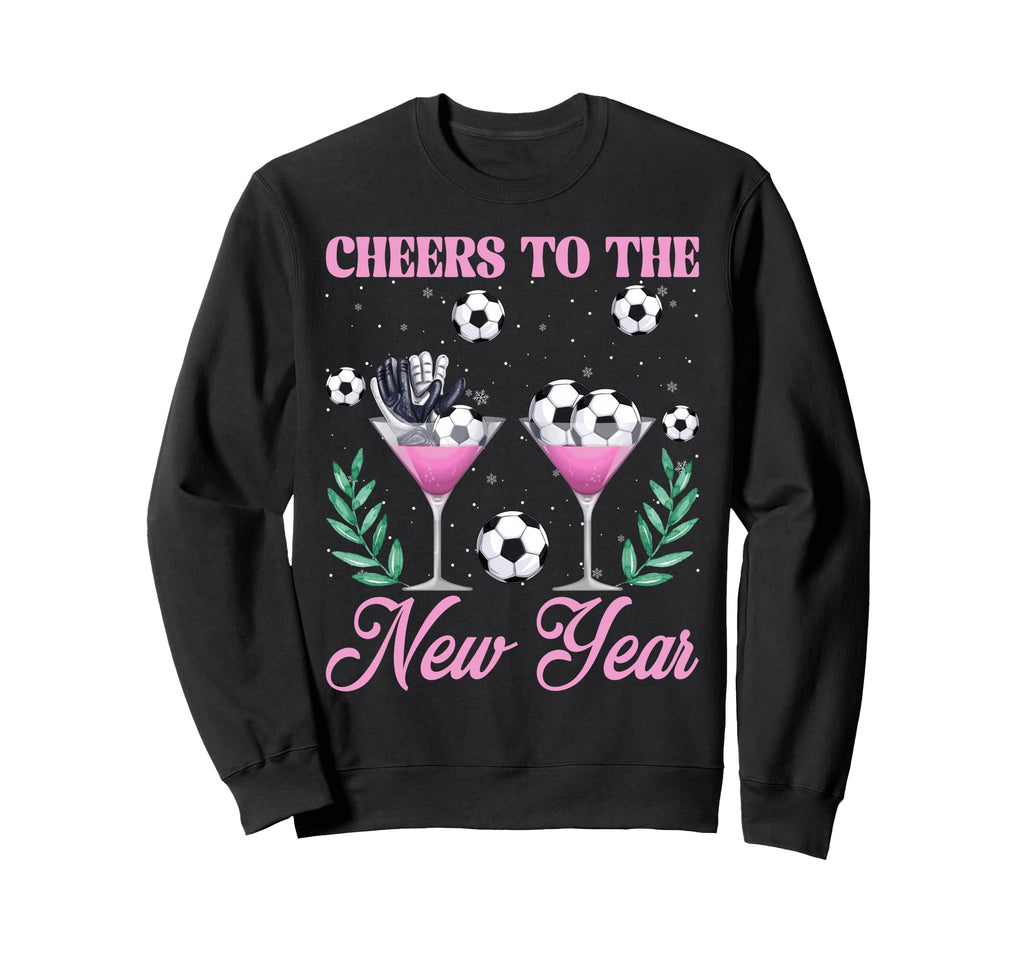 Cheers To New Year Champagne Glass Sweatshirt - Graphic Print Men Women - T-Shirt, Sweatshirt, Hoodie