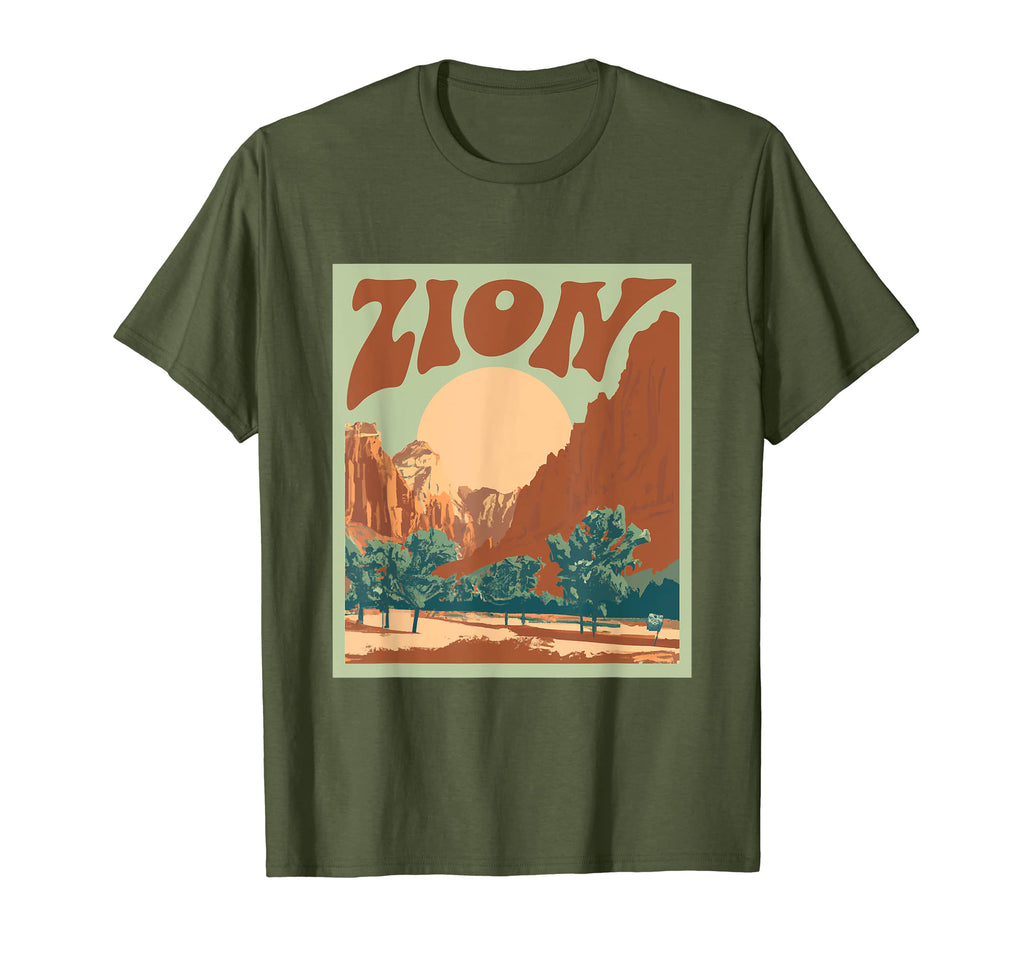 Zion National Park Wpa Utah T-Shirt - Fun Novelty Design Unisex - T-Shirt, Sweatshirt, Hoodie