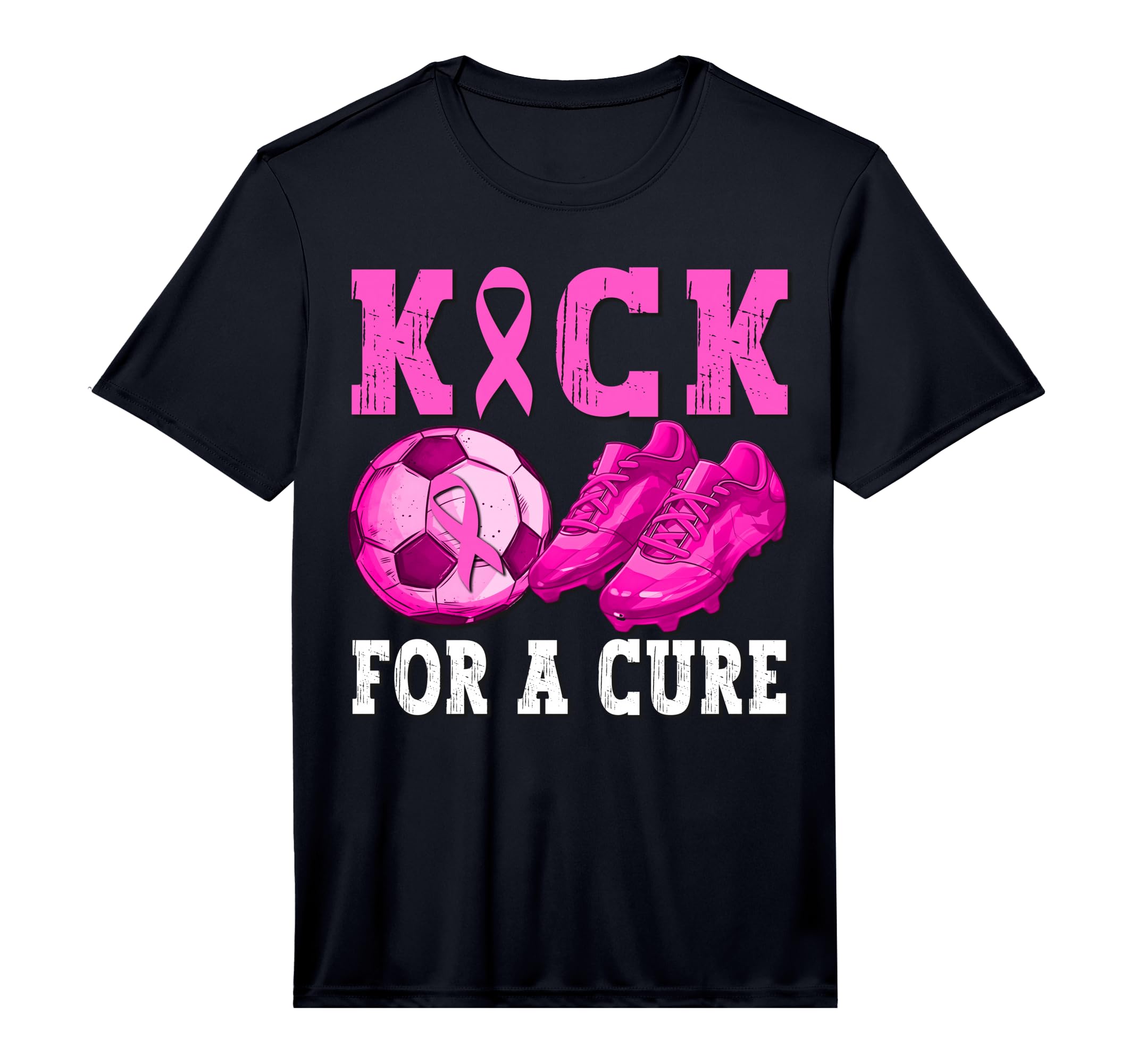 Kick Cure Breast Cancer Awareness Soccer T-Shirt - Streetwear Style Unisex - T-Shirt, Sweatshirt, Hoodie