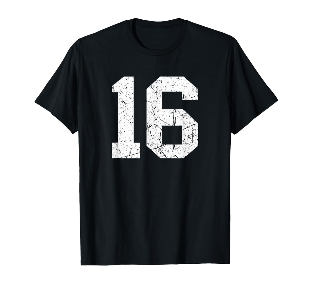 Number 16 White Sports Team Varsity T-Shirt - Minimalist Print Unisex - T-Shirt, Sweatshirt, Hoodie