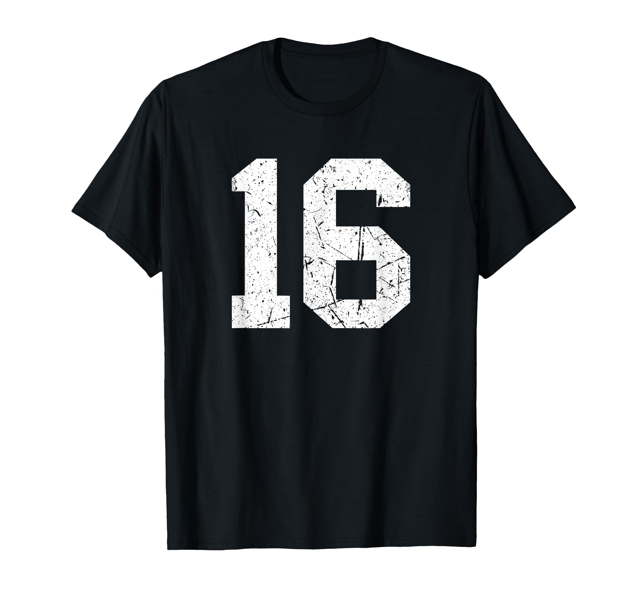 Number 16 White Sports Team Varsity T-Shirt - Minimalist Print Unisex - T-Shirt, Sweatshirt, Hoodie