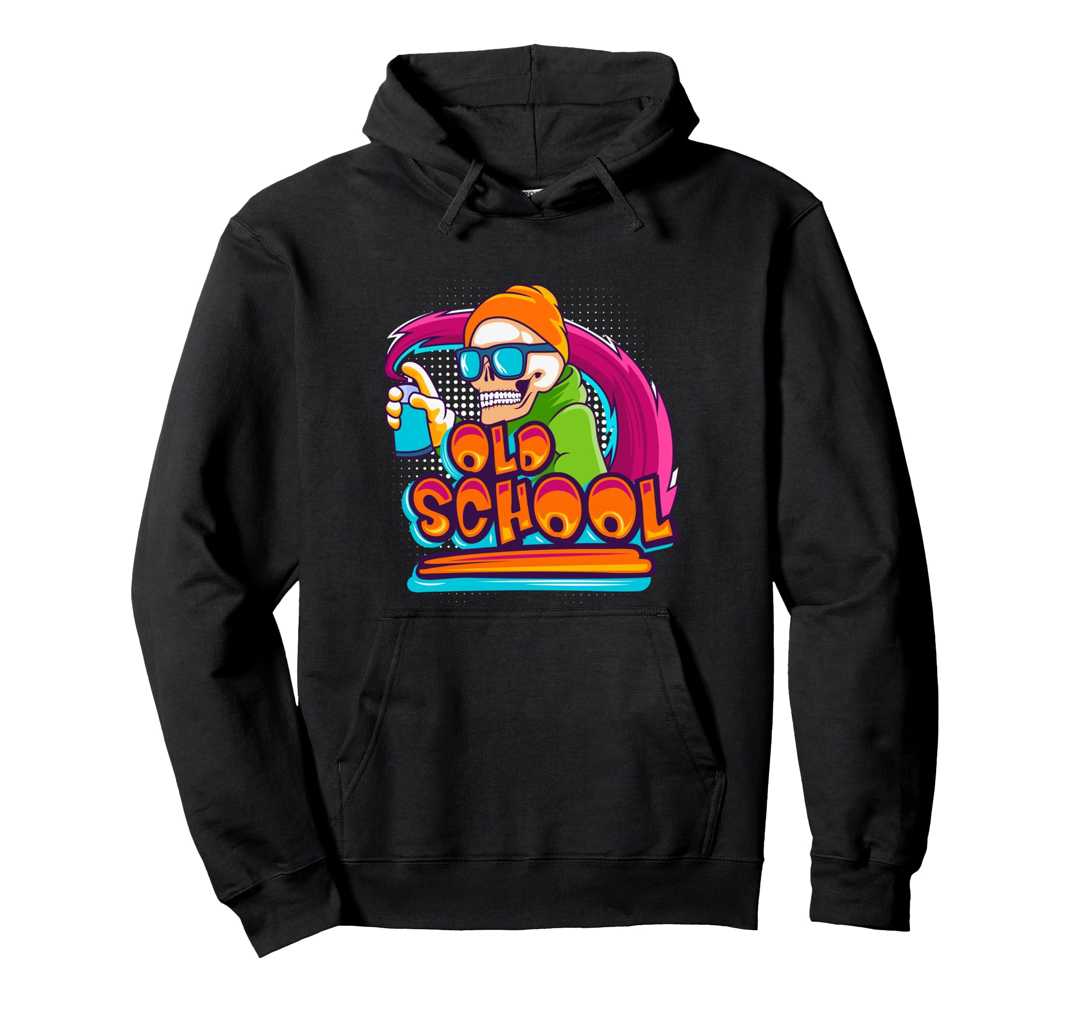 Oldschool Sprayer Graffiti Skeleton Hoodie - Aesthetic Graphic for Adults - T-Shirt, Sweatshirt, Hoodie