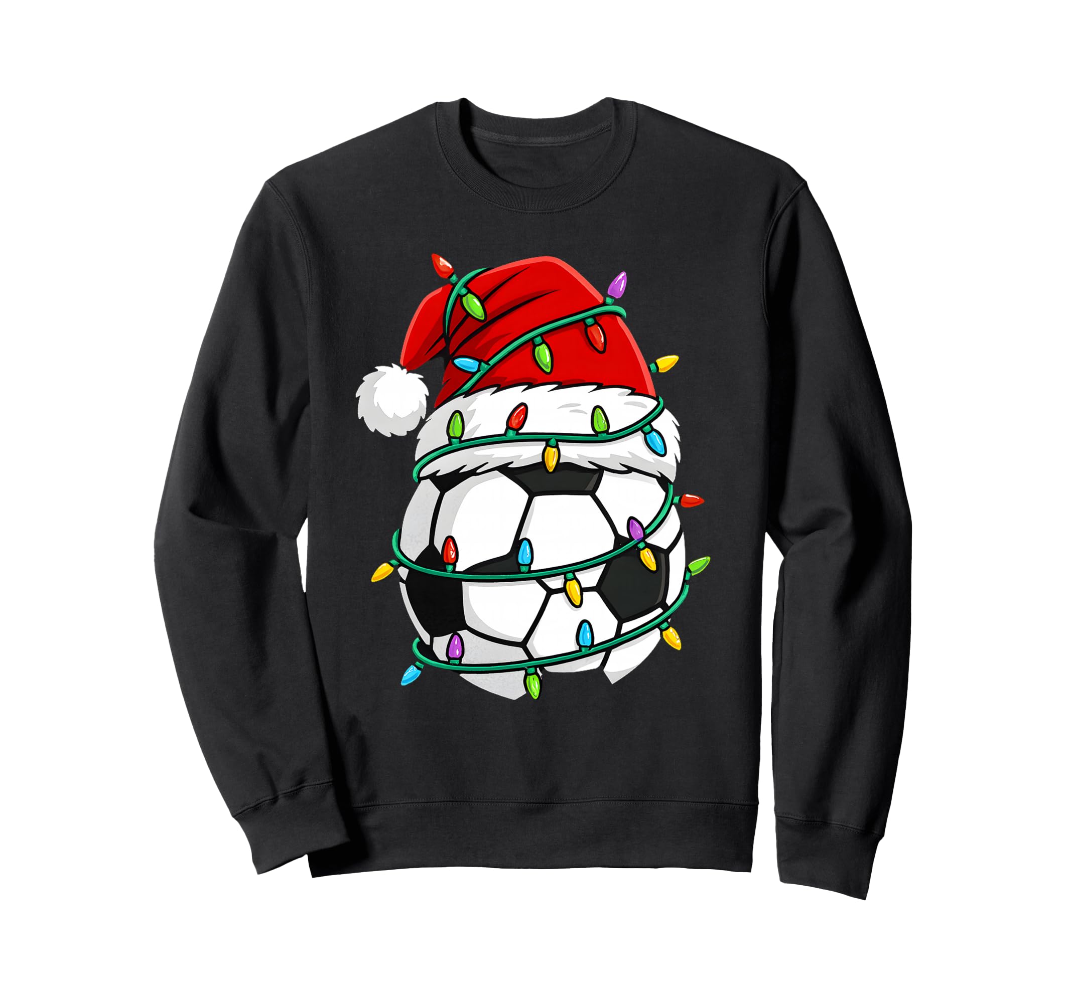 Soccer Santa Hat Lights Santa Sports Sweatshirt - Unique Graphic Men Women - T-Shirt, Sweatshirt, Hoodie