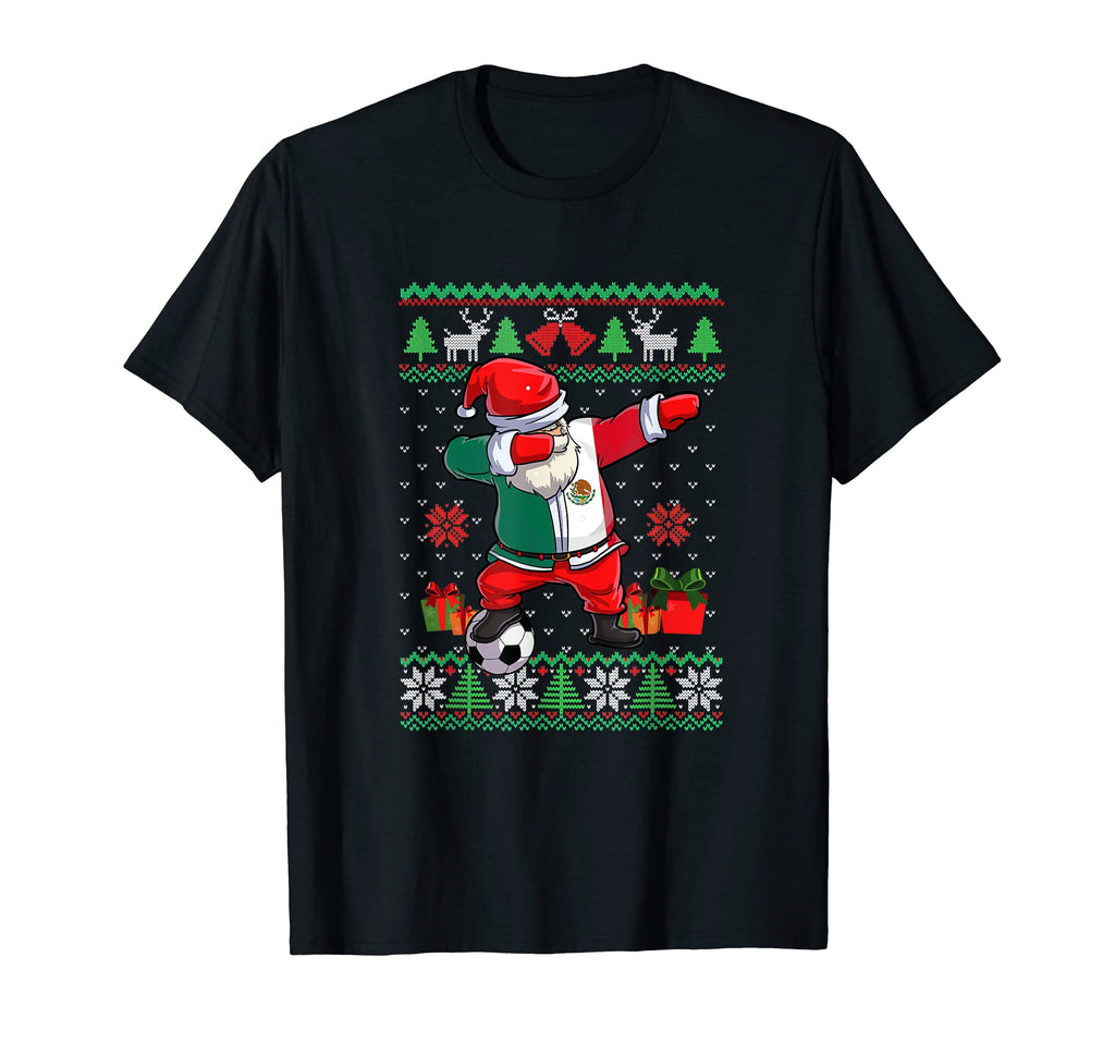Soccer Dabbing Santa Mexico Flag Ugly T-Shirt - Casual Everyday Wear Unisex - T-Shirt, Sweatshirt, Hoodie