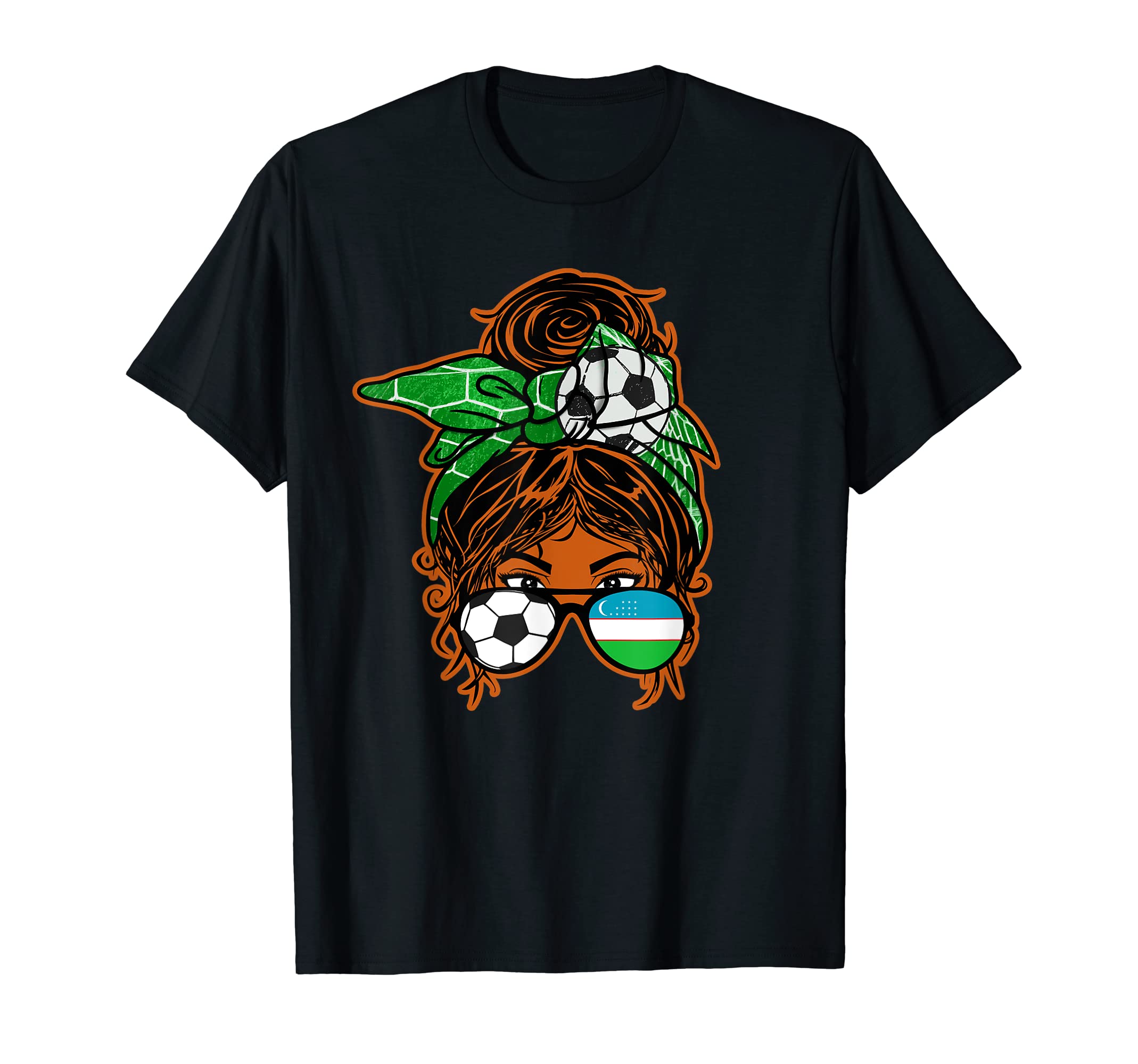 Messy Bun Hair Brown Skin Soccer T-Shirt - Trendy Graphic Unisex - T-Shirt, Sweatshirt, Hoodie