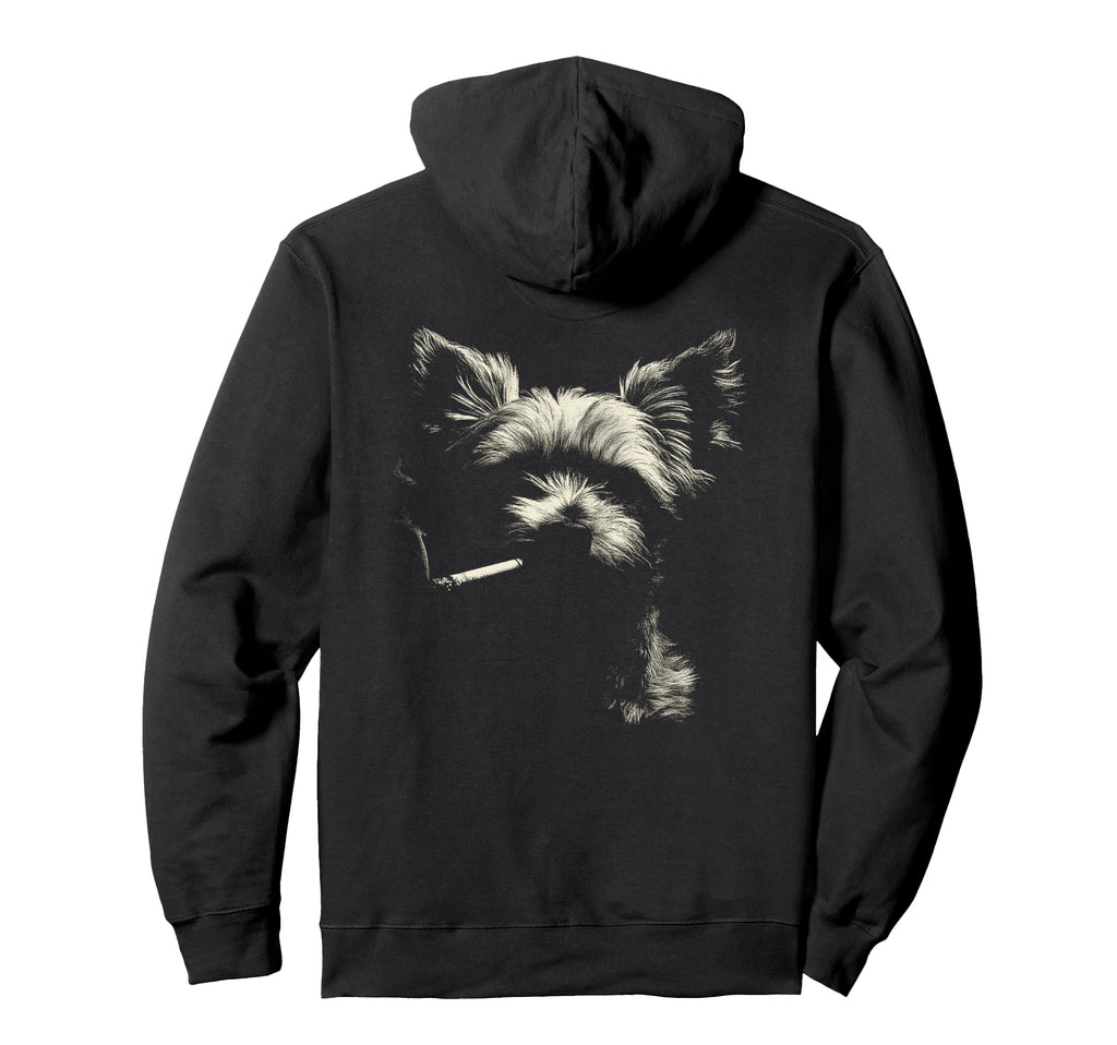 Yorkshire Terrier Smoking Cigarette Hoodie - Unique Graphic Men Women - T-Shirt, Sweatshirt, Hoodie
