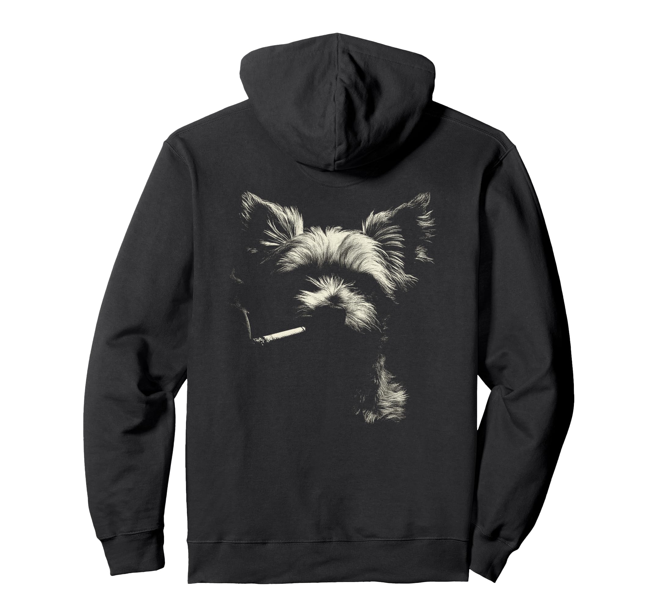 Yorkshire Terrier Smoking Cigarette Hoodie - Unique Graphic Men Women - T-Shirt, Sweatshirt, Hoodie