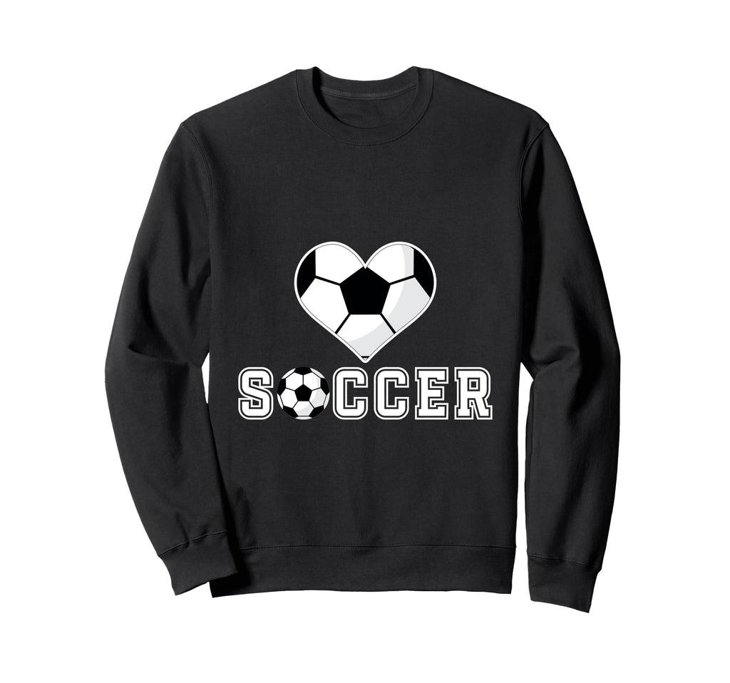 Love Soccer Heart Ball Play Gift Sports Team Hoodie - Graphic Print Unisex - T-Shirt, Sweatshirt, Hoodie