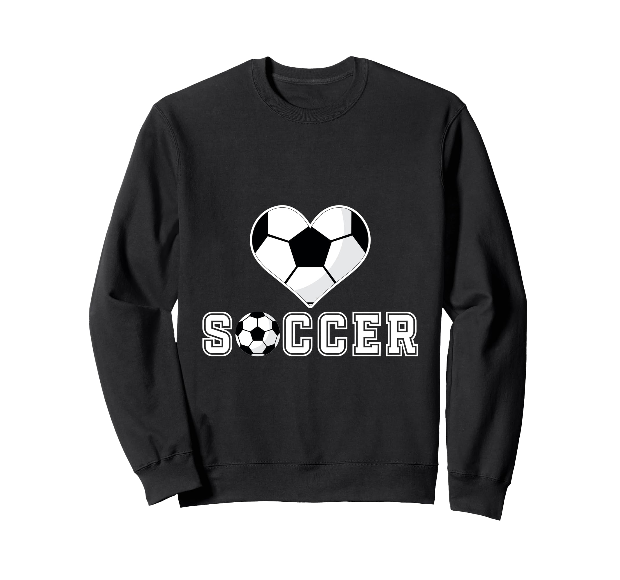 Love Soccer Heart Ball Play Gift Sports Team Hoodie - Graphic Print Unisex - T-Shirt, Sweatshirt, Hoodie