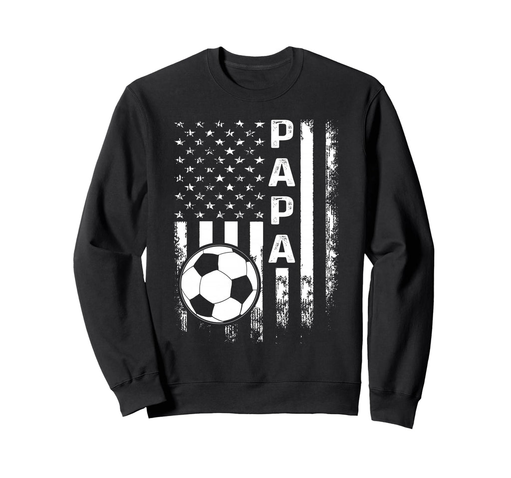 Soccer Papa American Flag Sweatshirt - Unique Graphic for Adults - T-Shirt, Sweatshirt, Hoodie