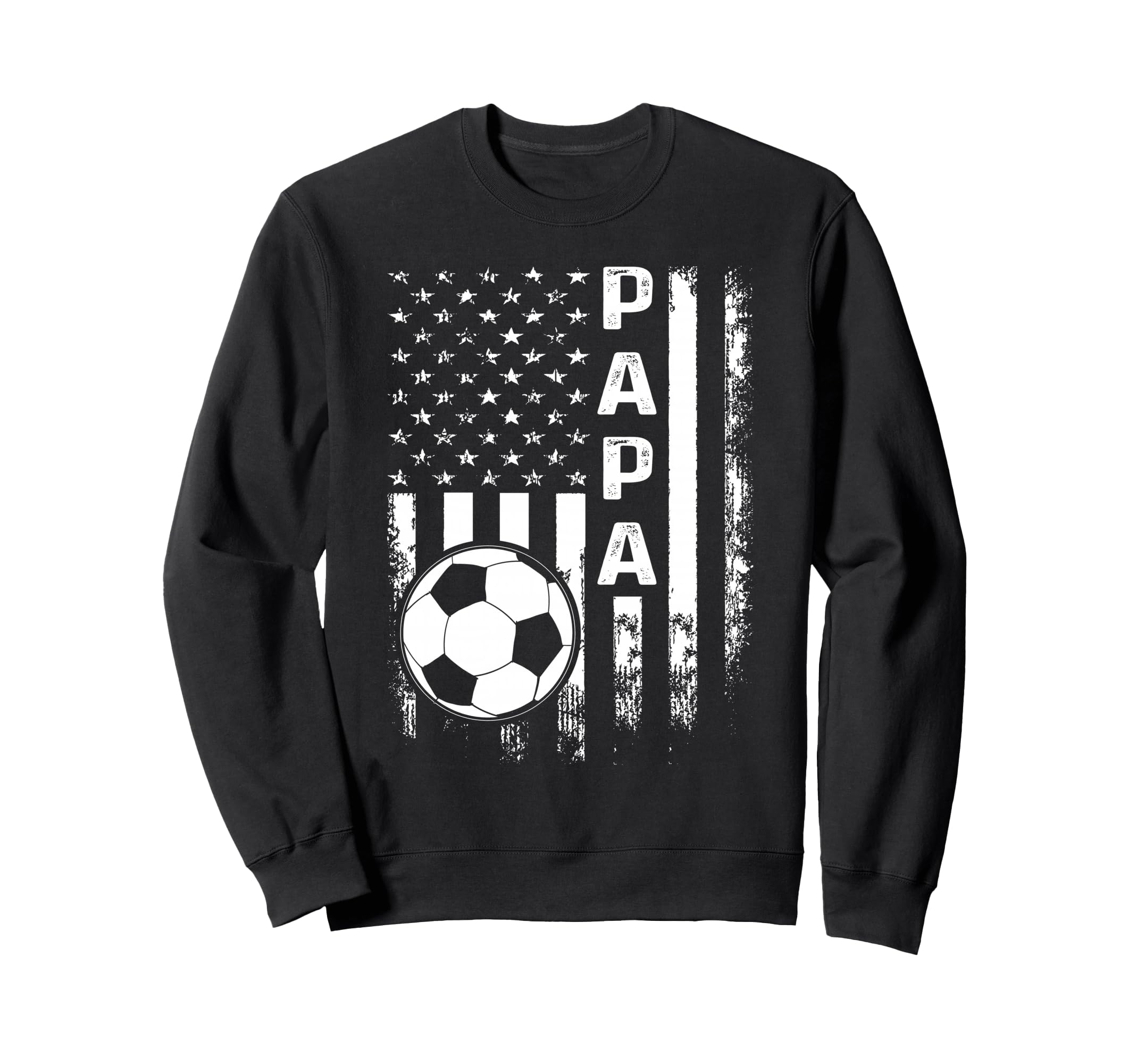 Soccer Papa American Flag Sweatshirt - Unique Graphic for Adults - T-Shirt, Sweatshirt, Hoodie
