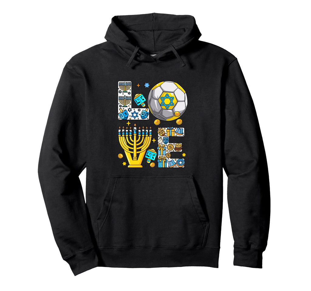 Love Hanukkah Menorah Costume Soccer Hoodie - Unique Graphic Men Women - T-Shirt, Sweatshirt, Hoodie