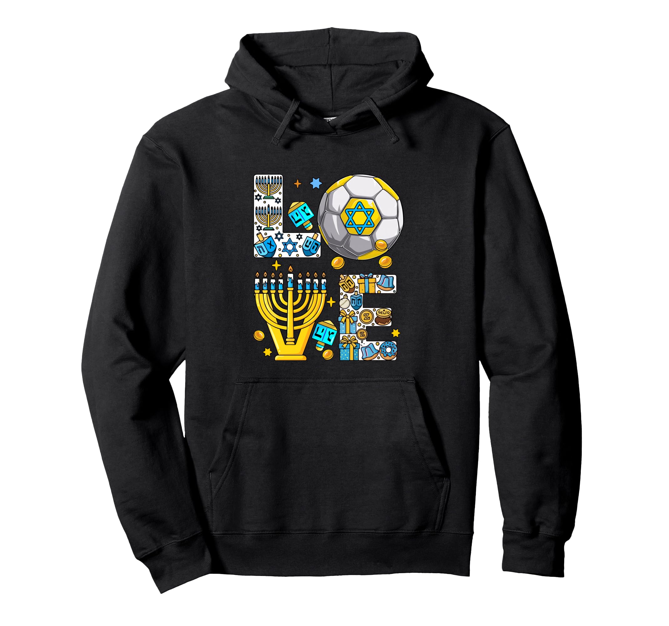 Love Hanukkah Menorah Costume Soccer Hoodie - Unique Graphic Men Women - T-Shirt, Sweatshirt, Hoodie