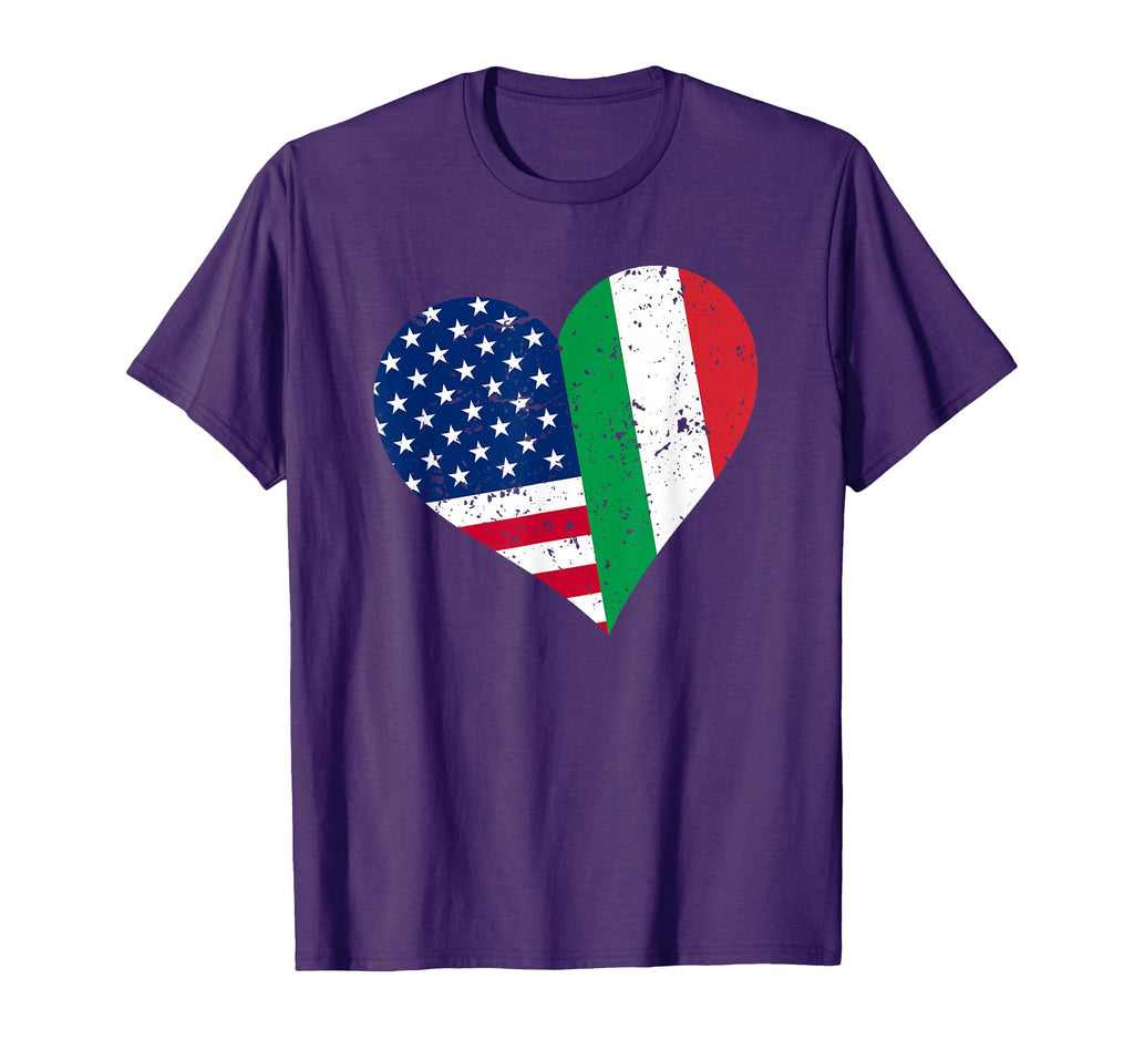 Italy Usa Heart Distressed Italian T-Shirt - Unique Graphic Men Women - T-Shirt, Sweatshirt, Hoodie