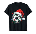 Soccer Ball Santa Hat Funny Soccer Lover T-Shirt - Minimalist Print Unisex - T-Shirt, Sweatshirt, Hoodie