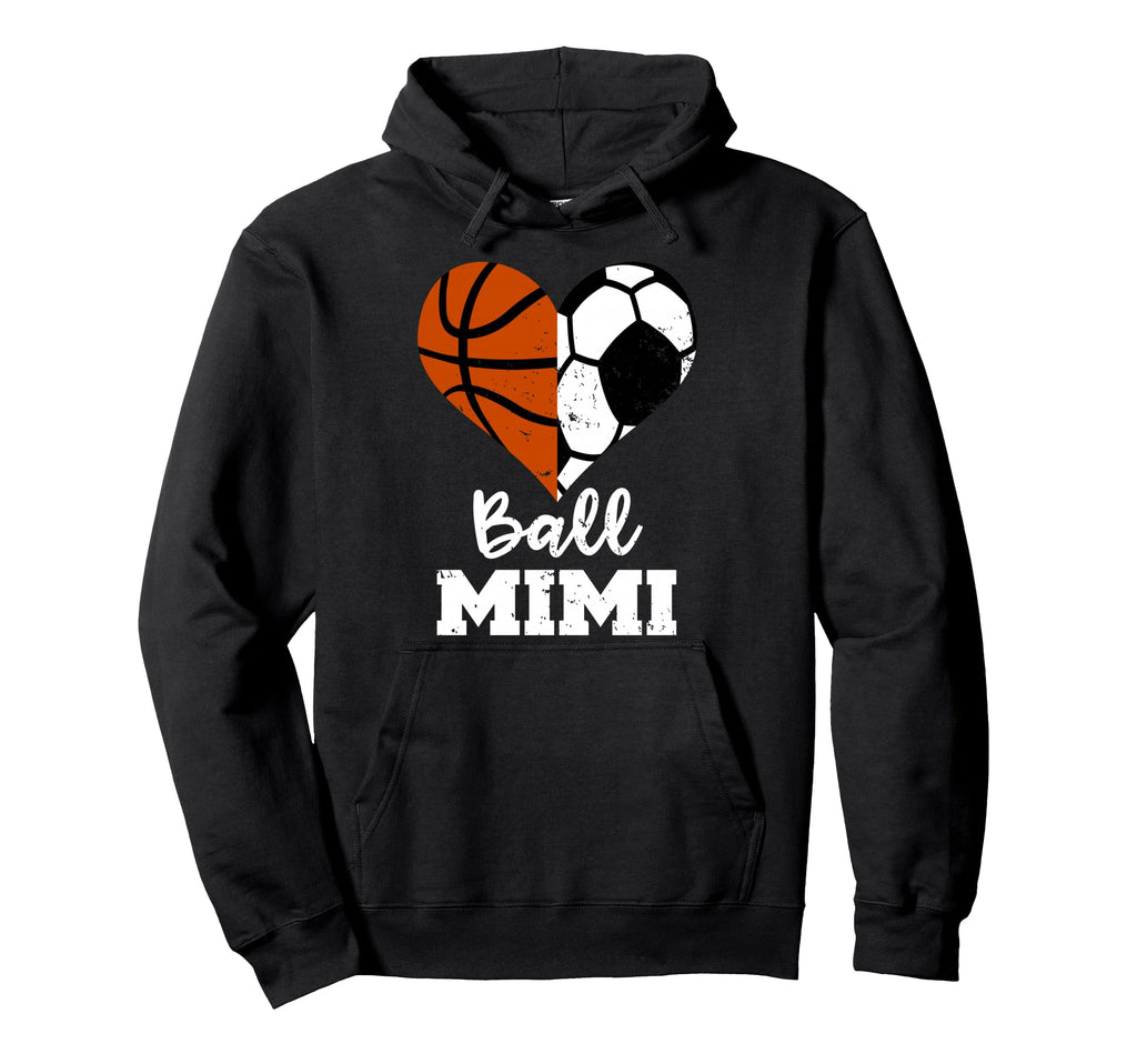 Ball Mimi Funny Soccer Basketball Heart Hoodie - Novelty Apparel for Adults - T-Shirt, Sweatshirt, Hoodie