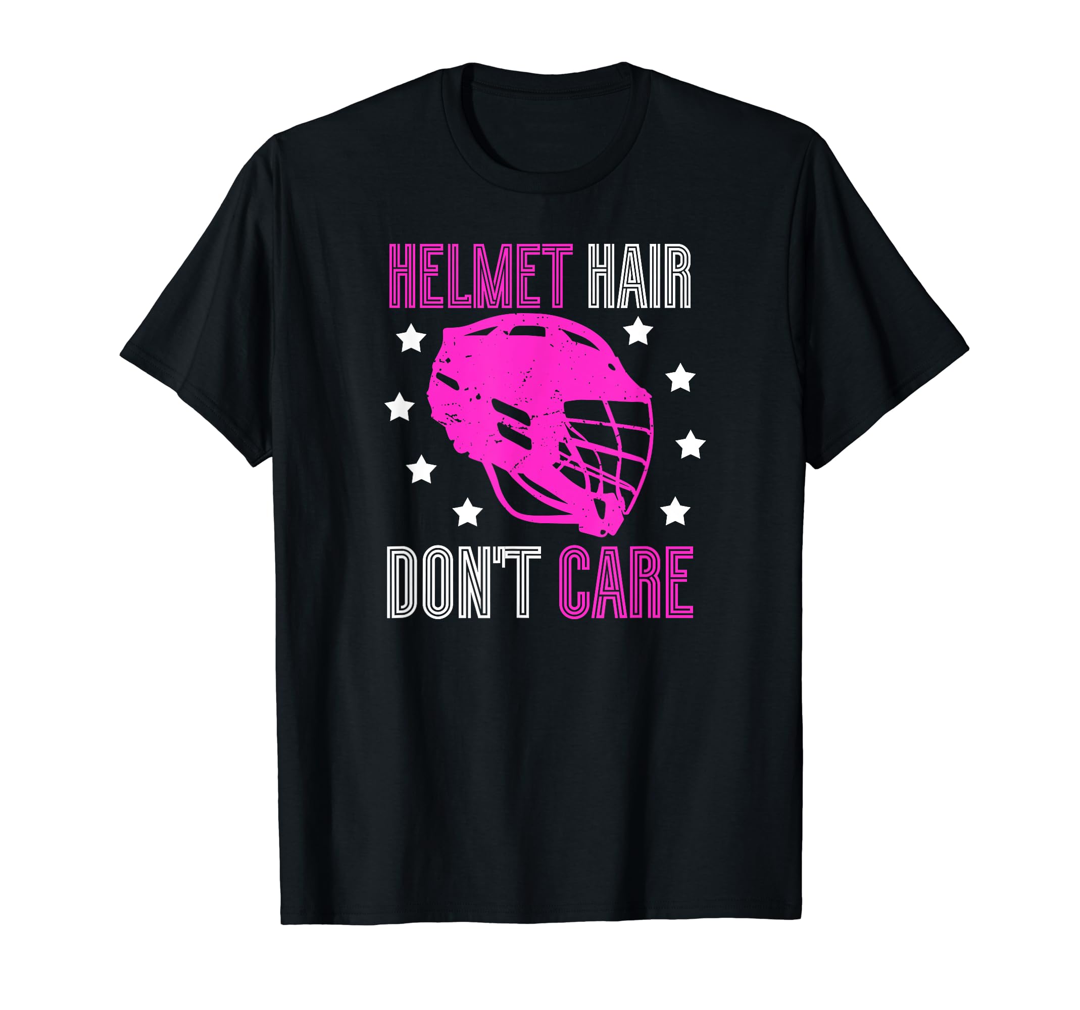 Helmet Hair Dont Care Lacrosse Goalie T-Shirt - Graphic Print for Adults - T-Shirt, Sweatshirt, Hoodie