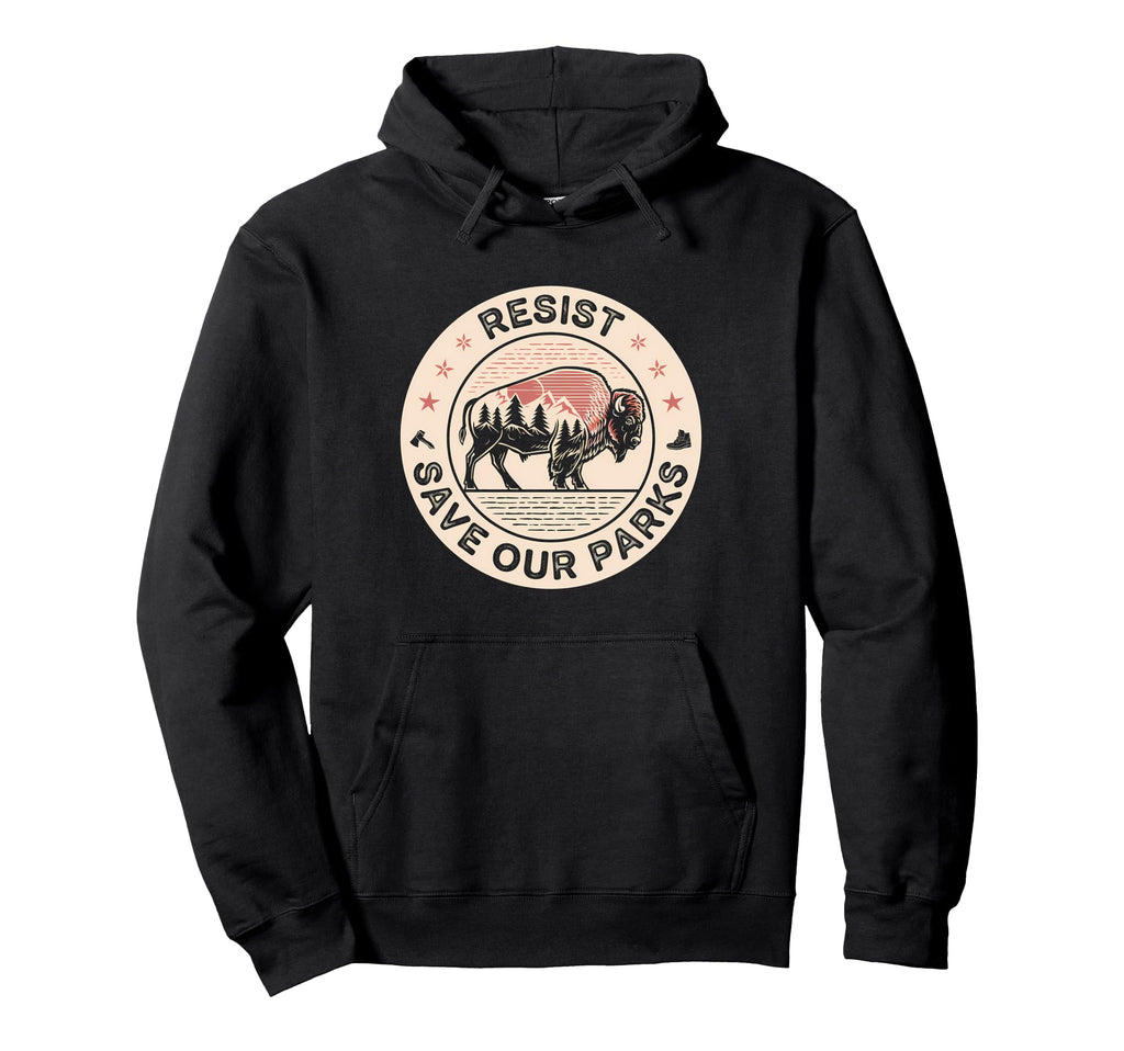 Resist Bison Buffalo Alt Us National Hoodie - Graphic Print for Adults - T-Shirt, Sweatshirt, Hoodie