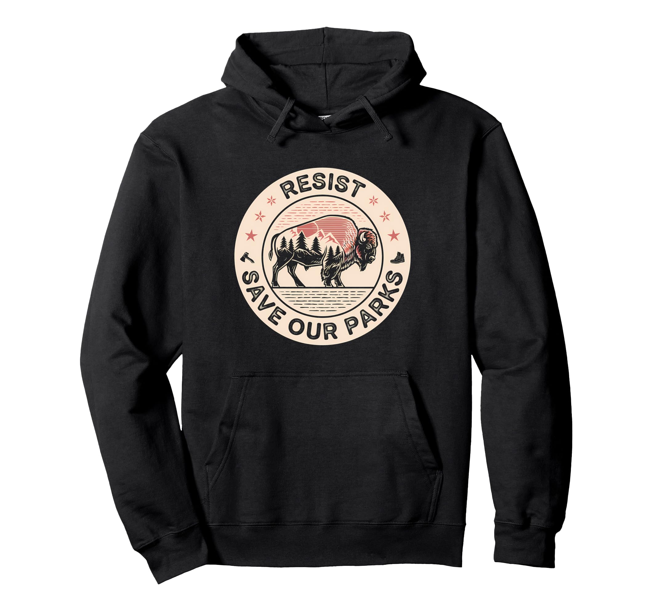 Resist Bison Buffalo Alt Us National Hoodie - Graphic Print for Adults - T-Shirt, Sweatshirt, Hoodie