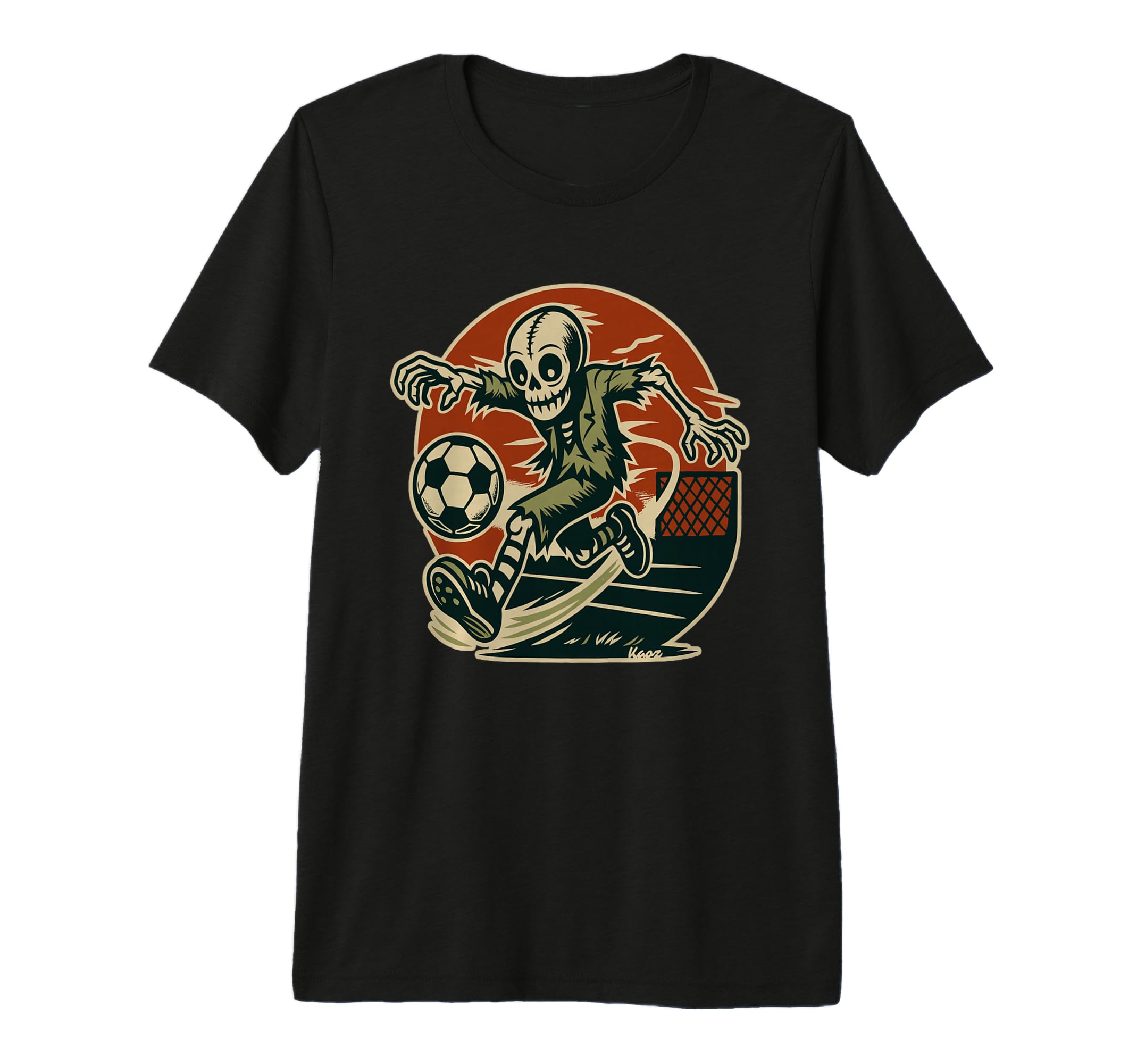 Skeleton Soccer Player Comic Tri Blend T-Shirt - Graphic Print Unisex - T-Shirt, Sweatshirt, Hoodie