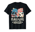 Peace Love Soccer Lover American Flag T-Shirt - Novelty Apparel for Adults - T-Shirt, Sweatshirt, Hoodie