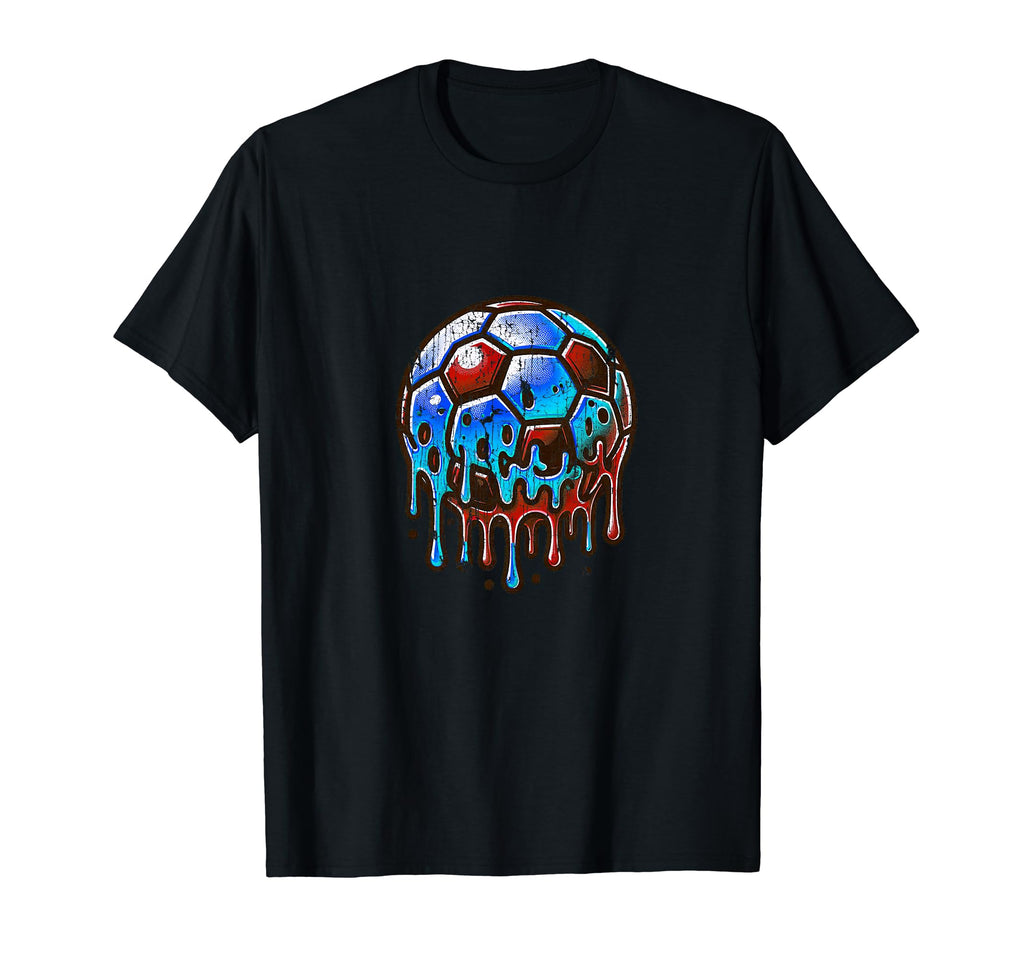 Soccer Ball Dripping Melting 2000S T-Shirt - Minimalist Print for Adults - T-Shirt, Sweatshirt, Hoodie
