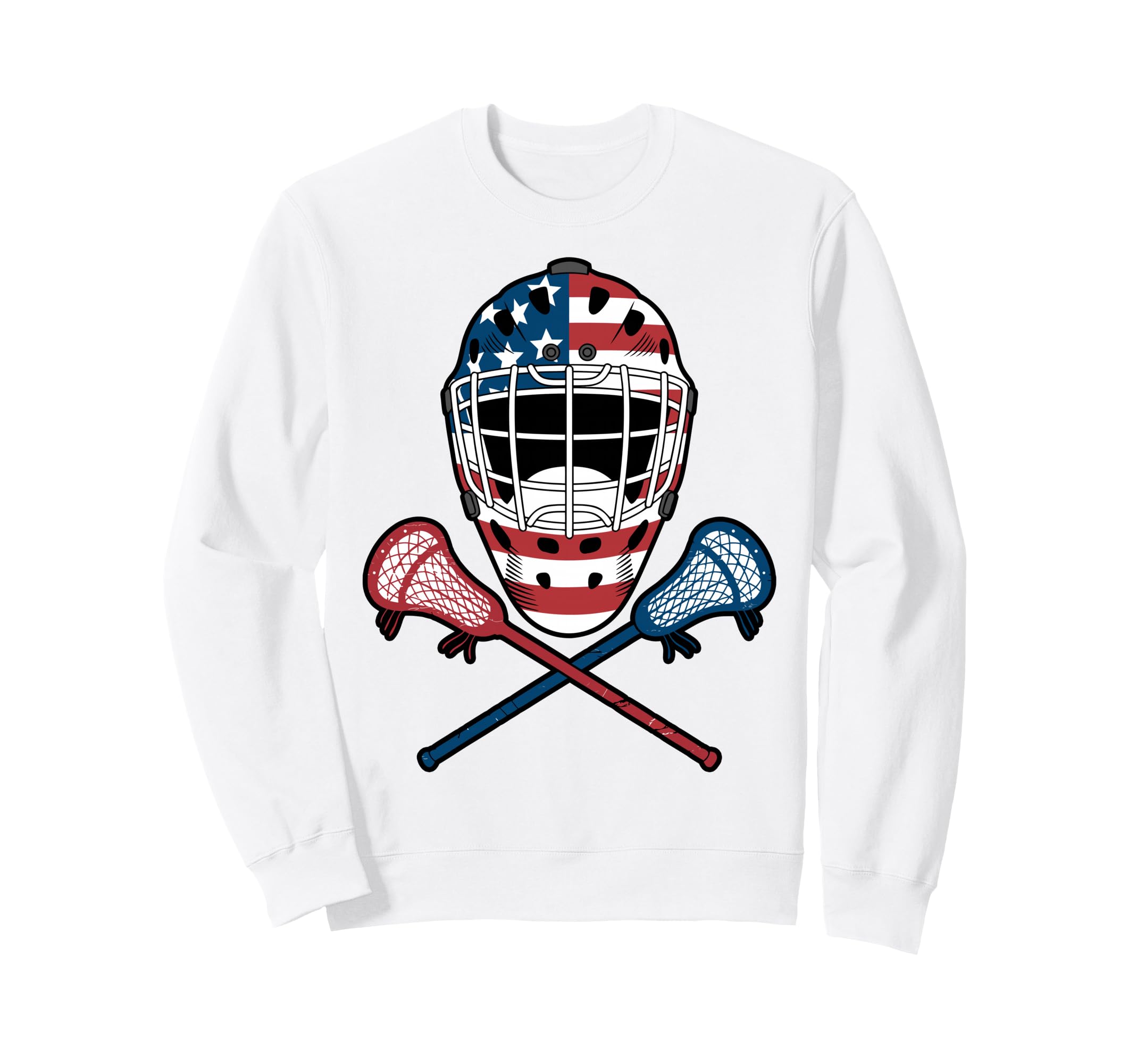 Patriotic Lacrosse Goalie Lax Sweatshirt - Graphic Print Men Women - T-Shirt, Sweatshirt, Hoodie