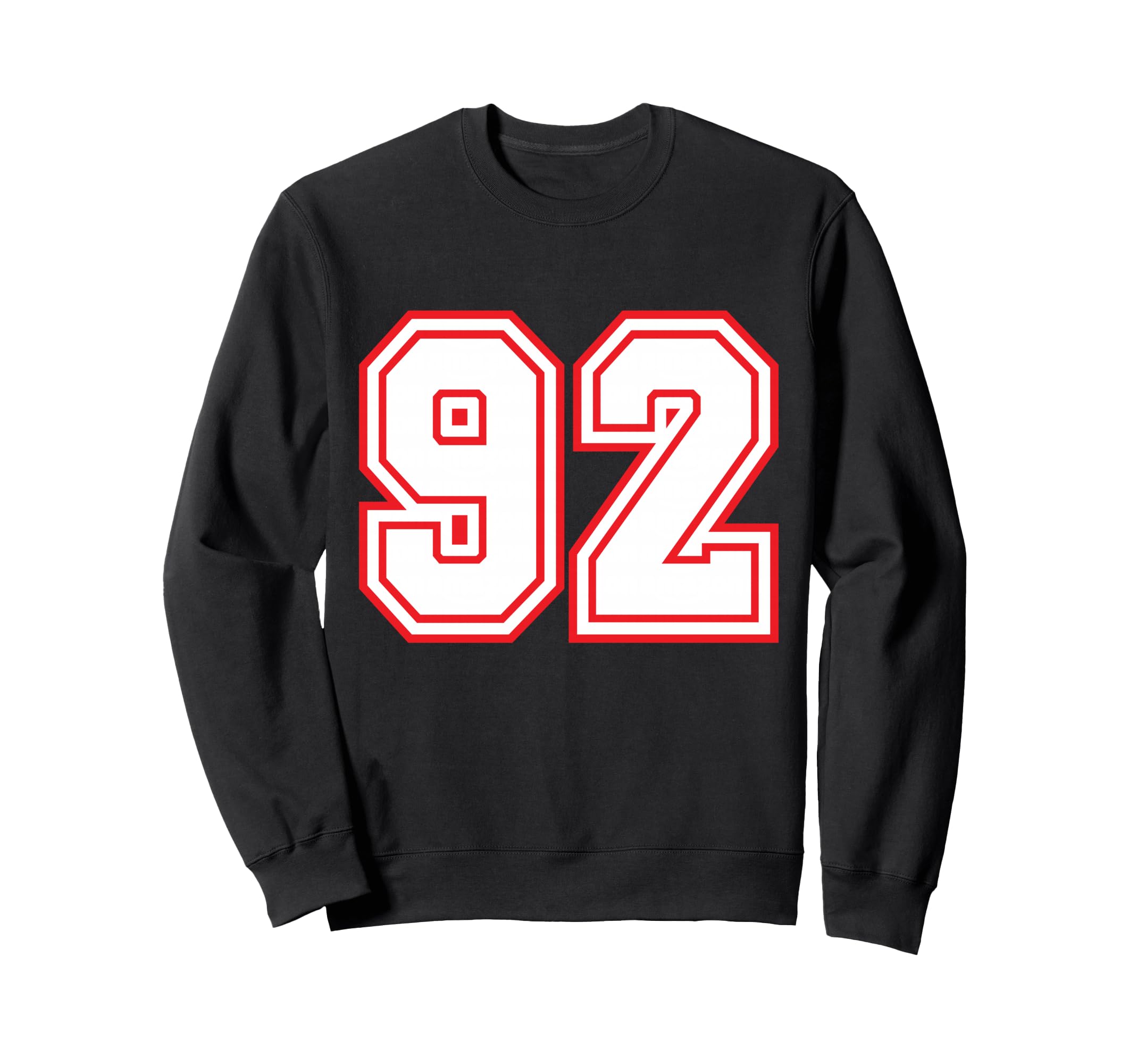 Number 92 Red Varsity Favorite Sweatshirt - Trendy Graphic for Adults - T-Shirt, Sweatshirt, Hoodie