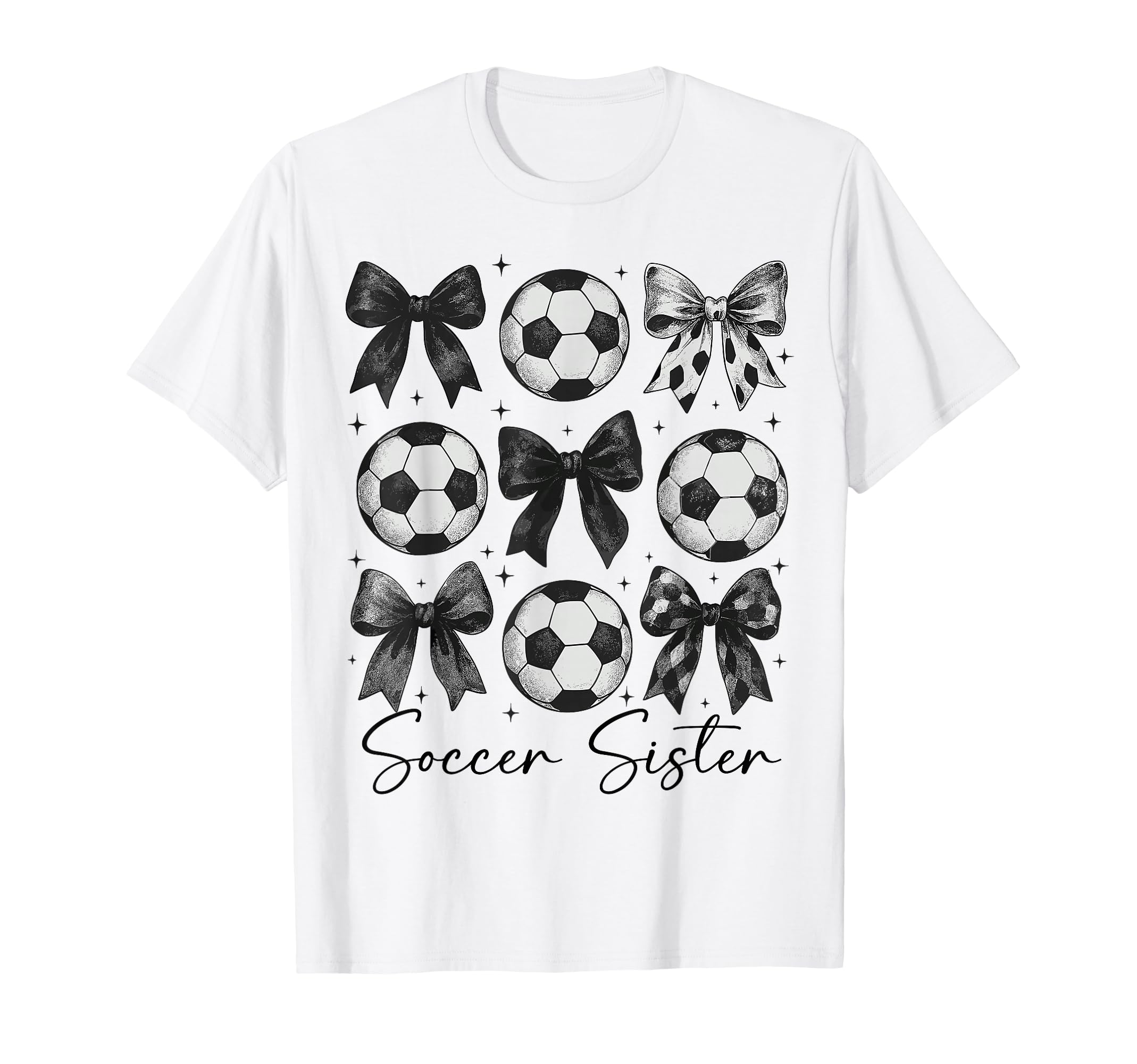 Soccer Sister Funny Coquette Bow Soccer T-Shirt - Graphic Print for Adults - T-Shirt, Sweatshirt, Hoodie