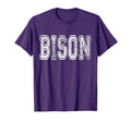 Bison Mascot Distressed School Sports T-Shirt - Minimalist Print Men Women - T-Shirt, Sweatshirt, Hoodie