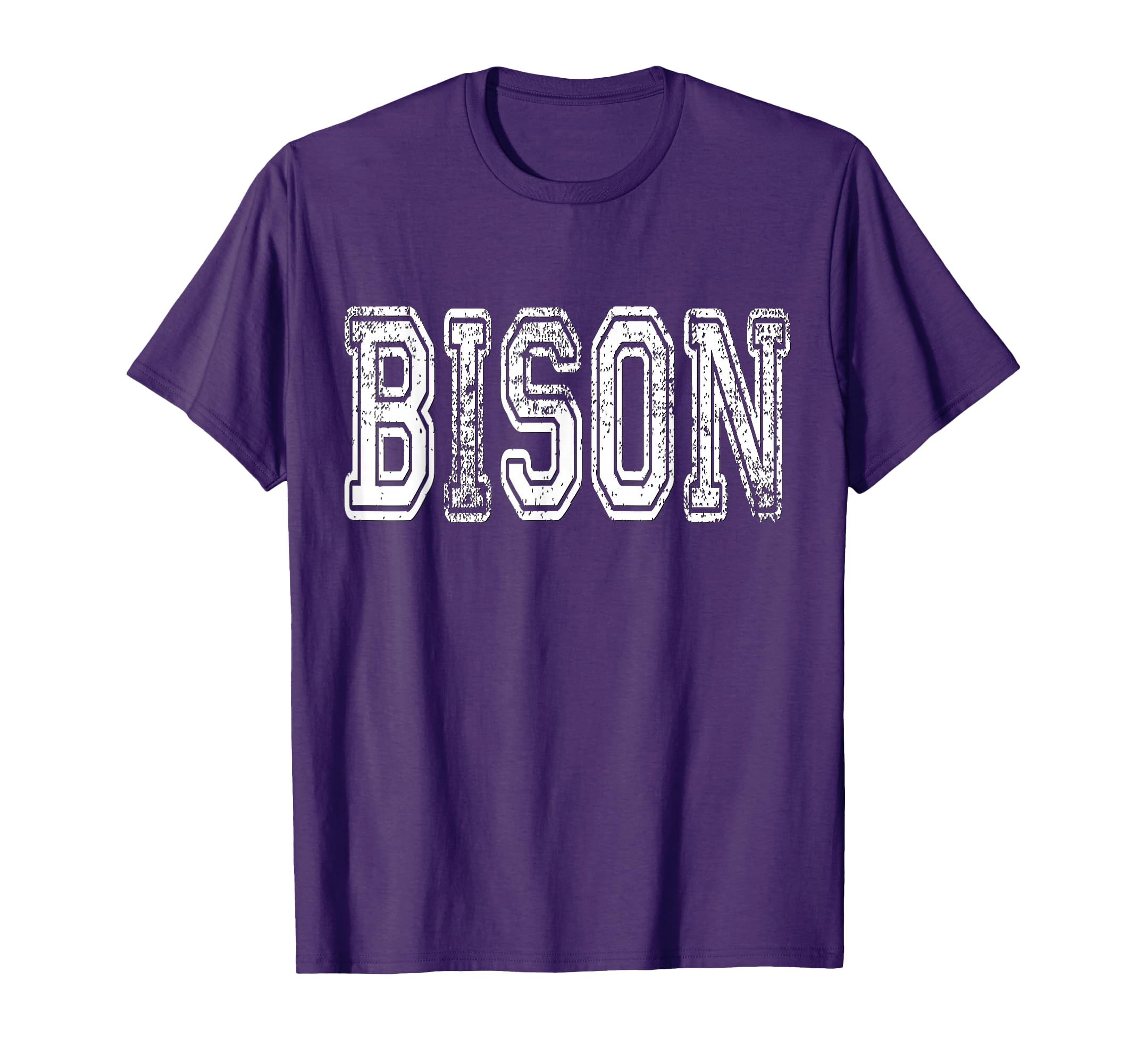 Bison Mascot Distressed School Sports T-Shirt - Minimalist Print Men Women - T-Shirt, Sweatshirt, Hoodie