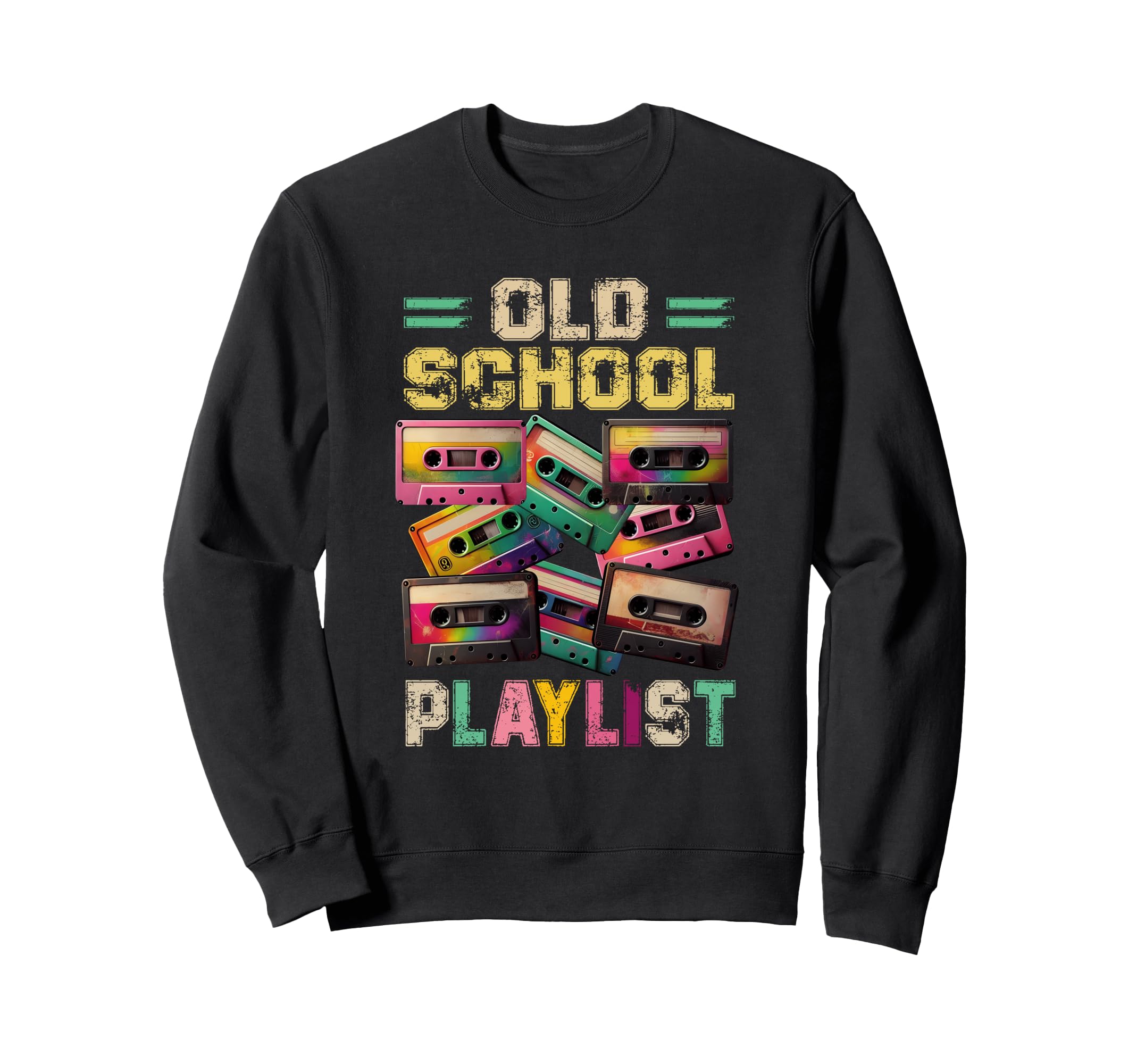 Oldschool Playlist Cassette Tapes Music Sweatshirt - Graphic Print Unisex - T-Shirt, Sweatshirt, Hoodie