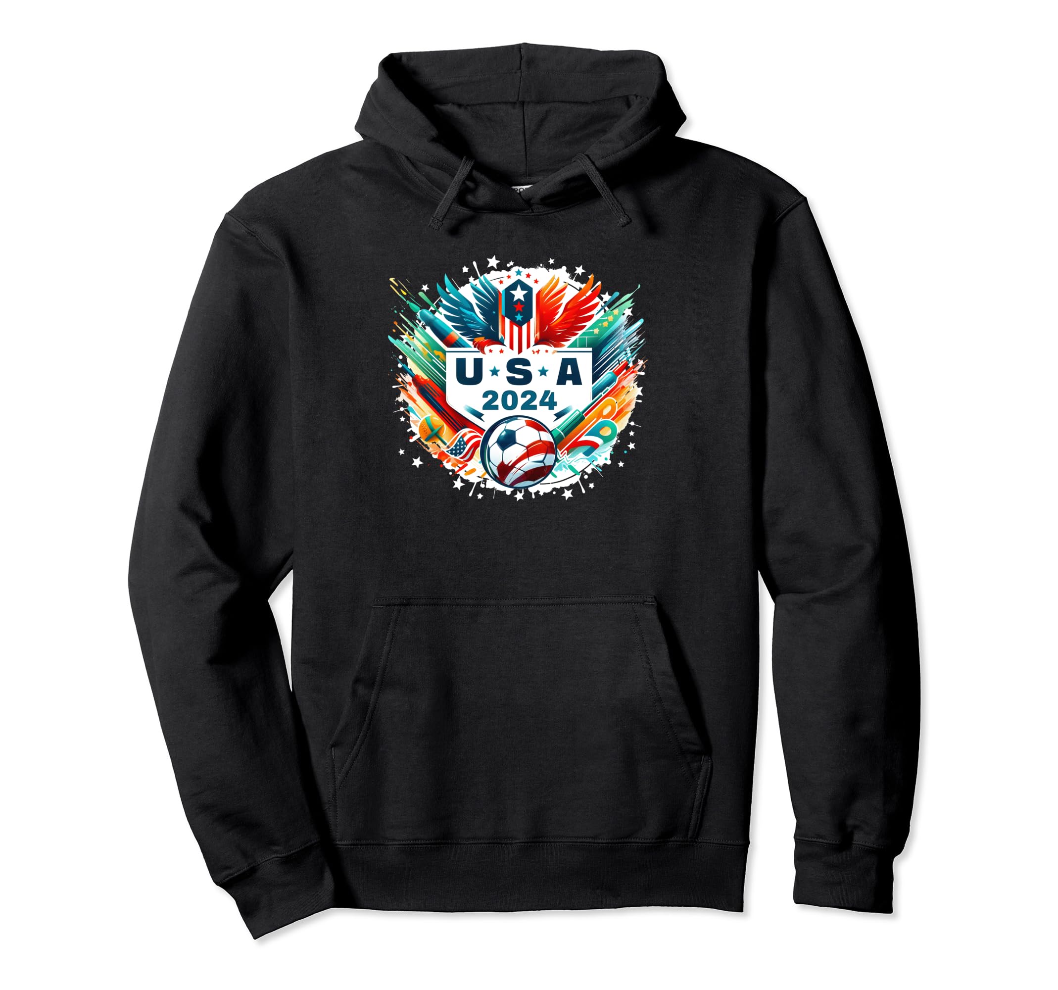 American Flag Soccer Soccer 2024 Hoodie - Custom Art Print Men Women - T-Shirt, Sweatshirt, Hoodie