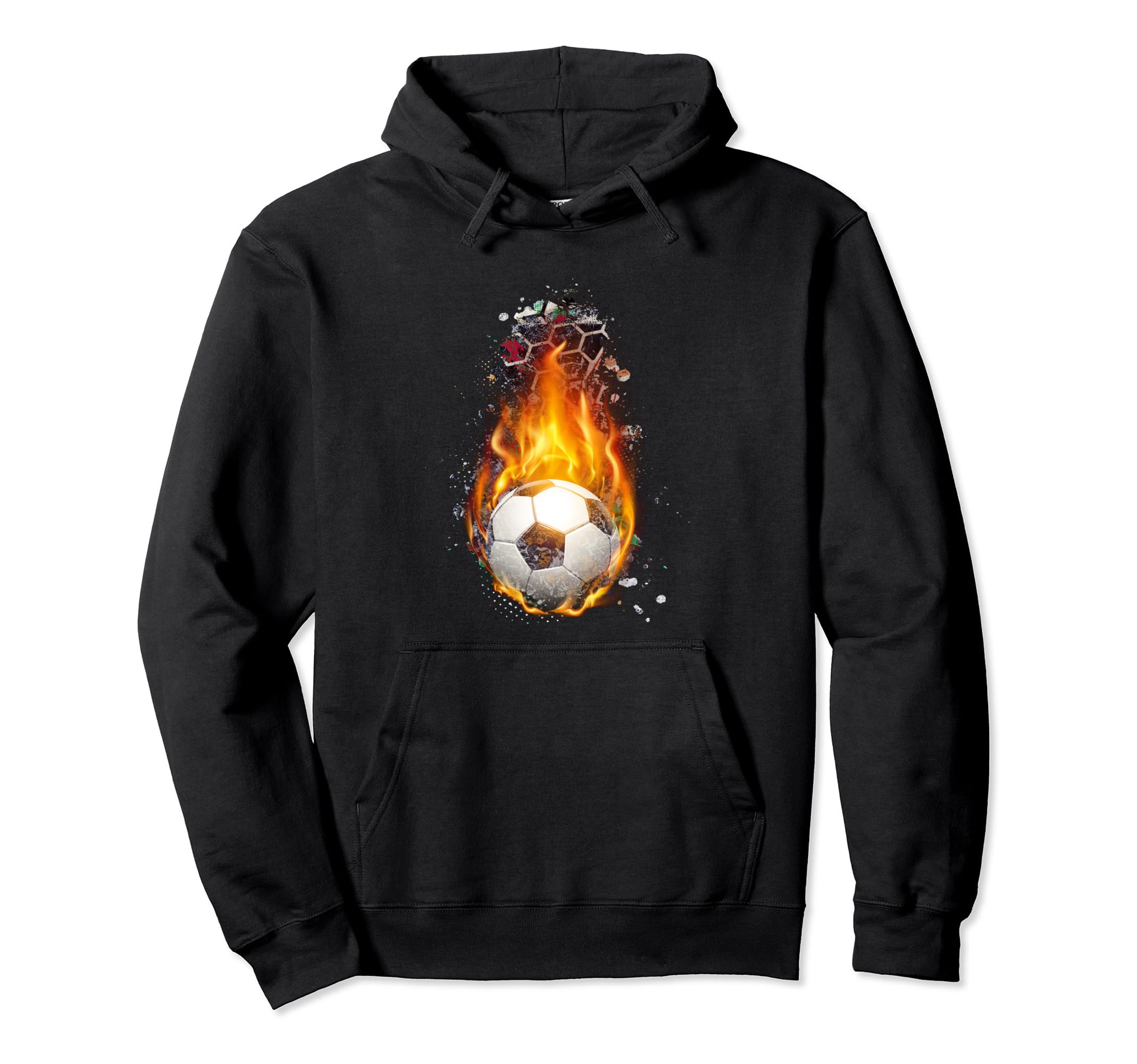 Football Flame Burning Soccer Ball Hoodie - Unique Graphic for Adults - T-Shirt, Sweatshirt, Hoodie