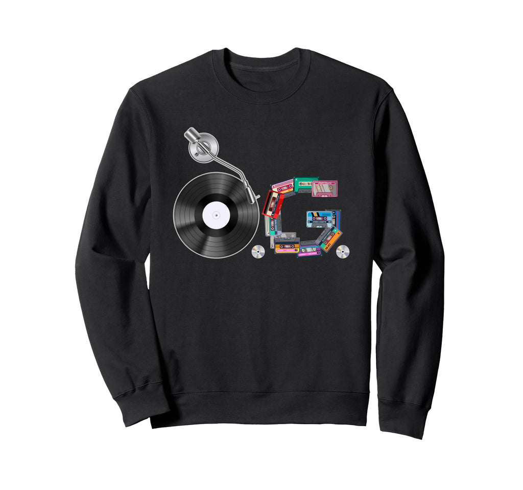 Old School Og Hip Hop Head Vinyl Cds Sweatshirt - Trendy Graphic Unisex - T-Shirt, Sweatshirt, Hoodie