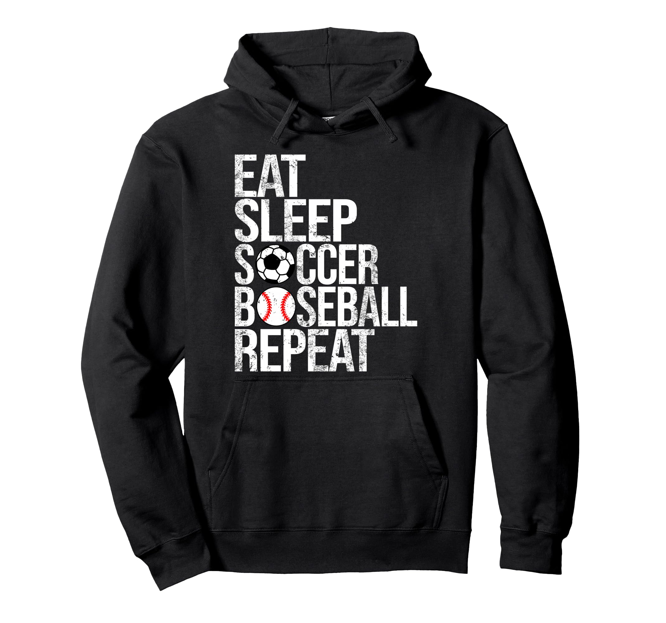 Eat Sleep Soccer Baseball Repeat Hoodie - Fun Novelty Design for Adults - T-Shirt, Sweatshirt, Hoodie