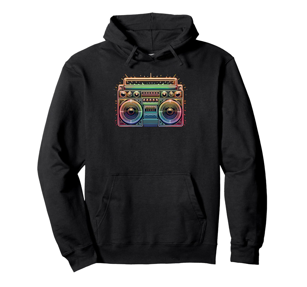 Boombox Old School 80S Music Hip Hop Hoodie - Novelty Apparel Unisex - T-Shirt, Sweatshirt, Hoodie