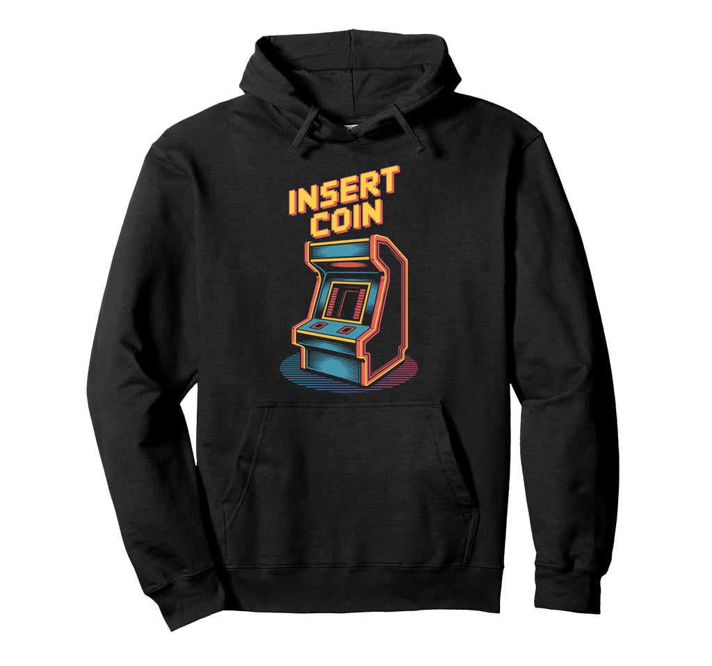 Insert Coin Arcade Cabinet Gaming Hoodie - Aesthetic Graphic for Adults - T-Shirt, Sweatshirt, Hoodie