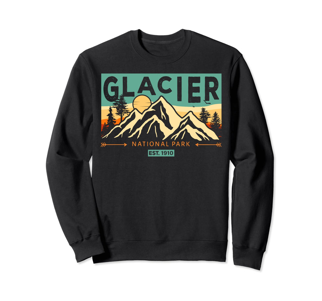 Glacier National Park Mountains Nature Sweatshirt - Unique Graphic Unisex - T-Shirt, Sweatshirt, Hoodie