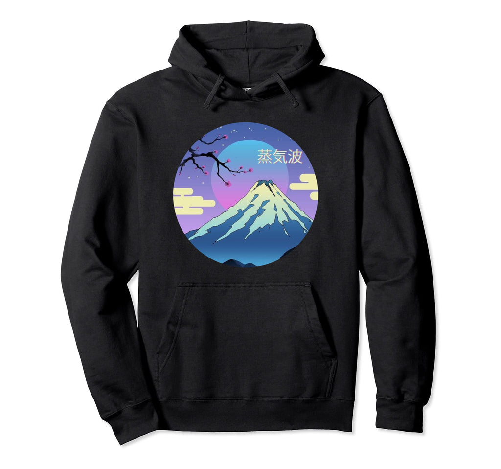 Mt Fuji Japan Outrun Vaporwave Hoodie - Custom Art Print for Adults - T-Shirt, Sweatshirt, Hoodie