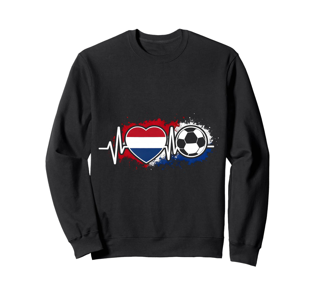 Netherlands Flag Heartbeat Football Sweatshirt - Minimalist Print Unisex - T-Shirt, Sweatshirt, Hoodie
