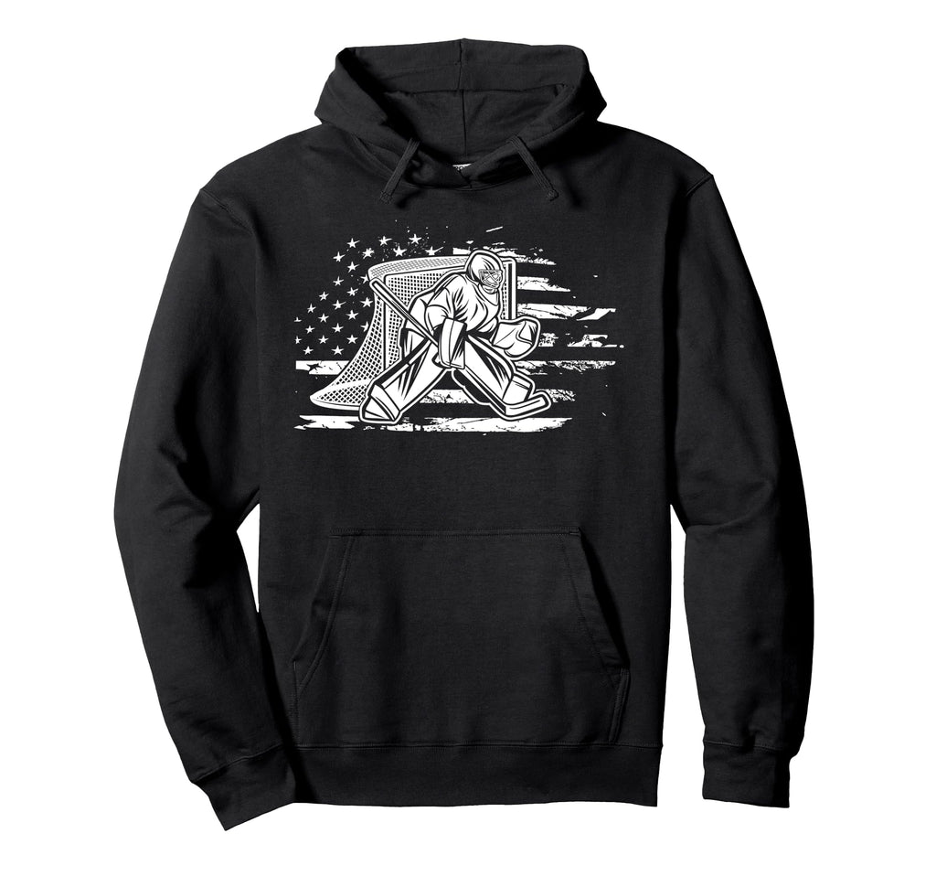 Ice Hockey Goalie American Flag Hockey Hoodie - Streetwear Style Men Women - T-Shirt, Sweatshirt, Hoodie