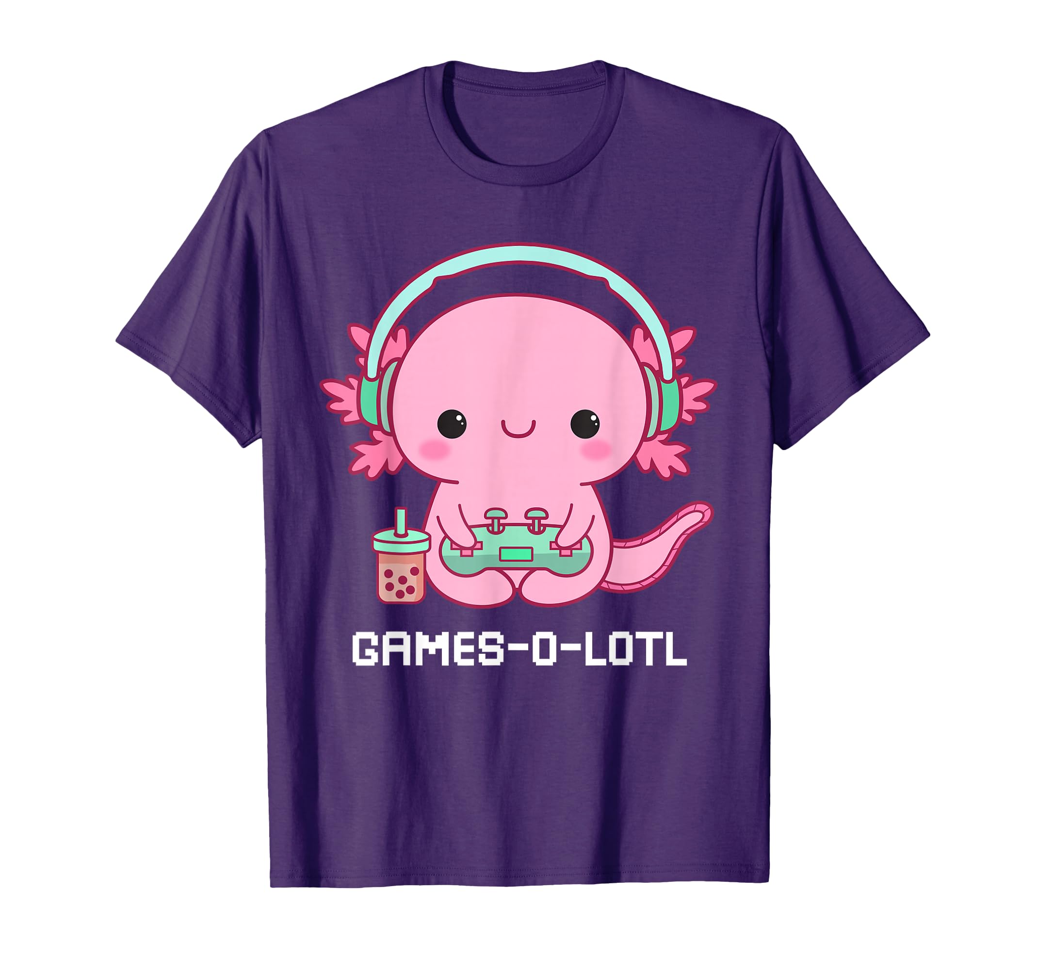 Gamesalotl Axolotl Kawaii Fish Playing T-Shirt - Unique Graphic for Adults - T-Shirt, Sweatshirt, Hoodie
