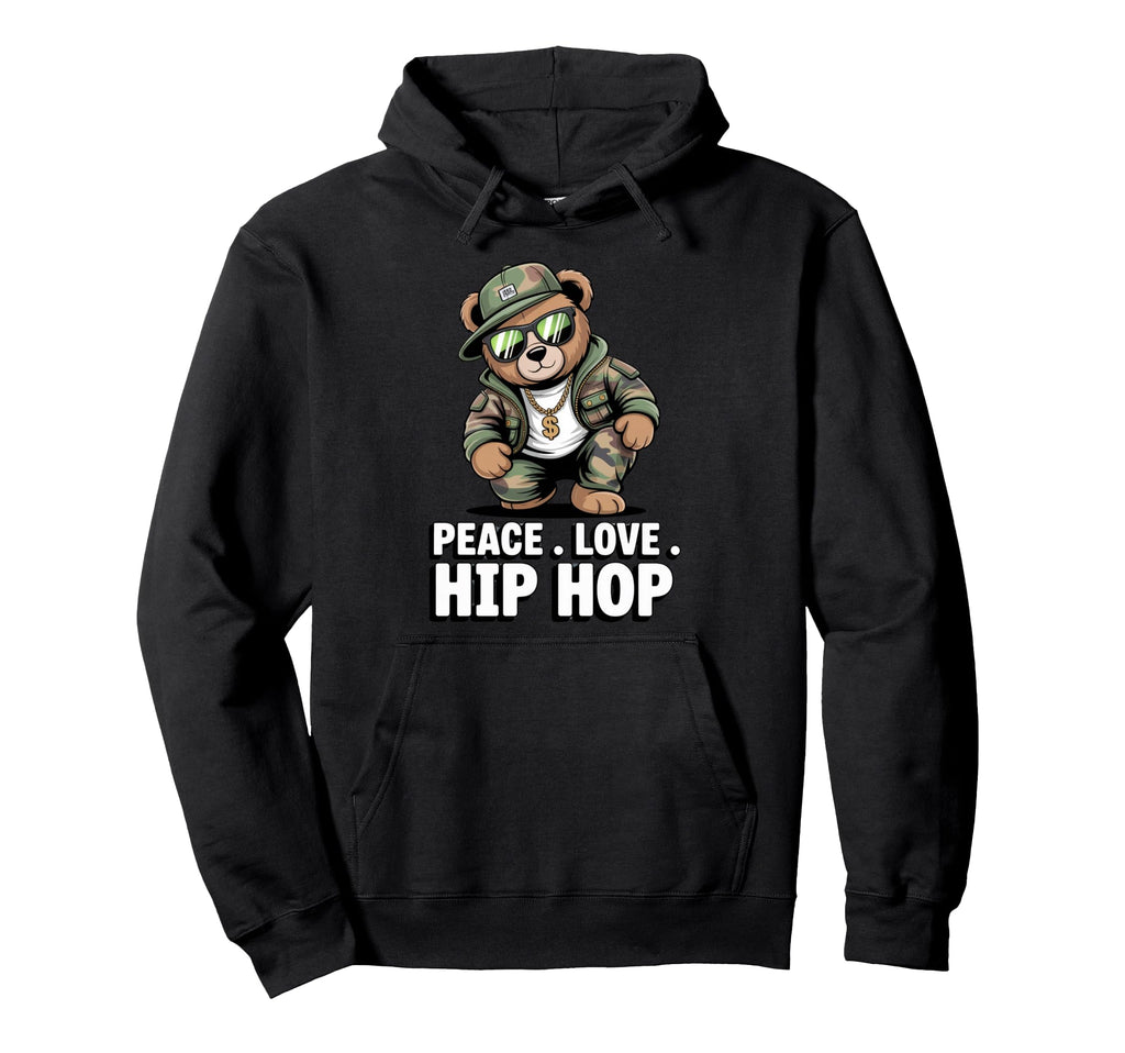 Camouflage Rapper Teddy Bear Camo 80S Hoodie - Minimalist Print Men Women - T-Shirt, Sweatshirt, Hoodie