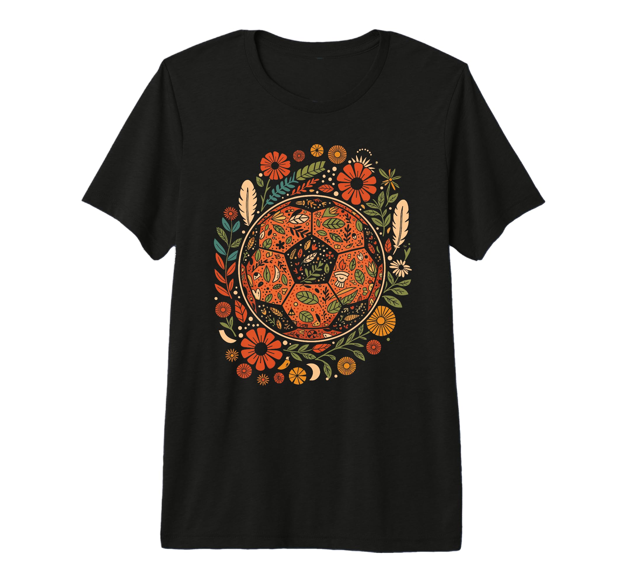 Boho Flower Soccer Ball Tri Blend T-Shirt - Fun Novelty Design Unisex - T-Shirt, Sweatshirt, Hoodie